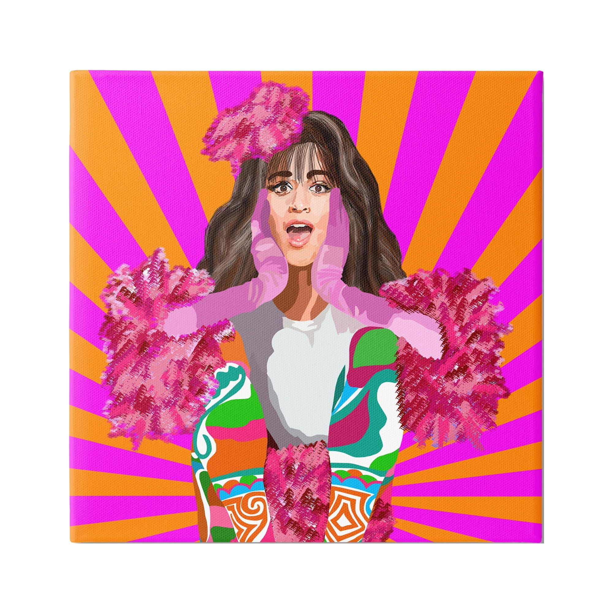 Stupell Industries Bold Pink Orange Stripes Camilla Fashion Outfit , 36 x 36, Design by Lynnda Rakos