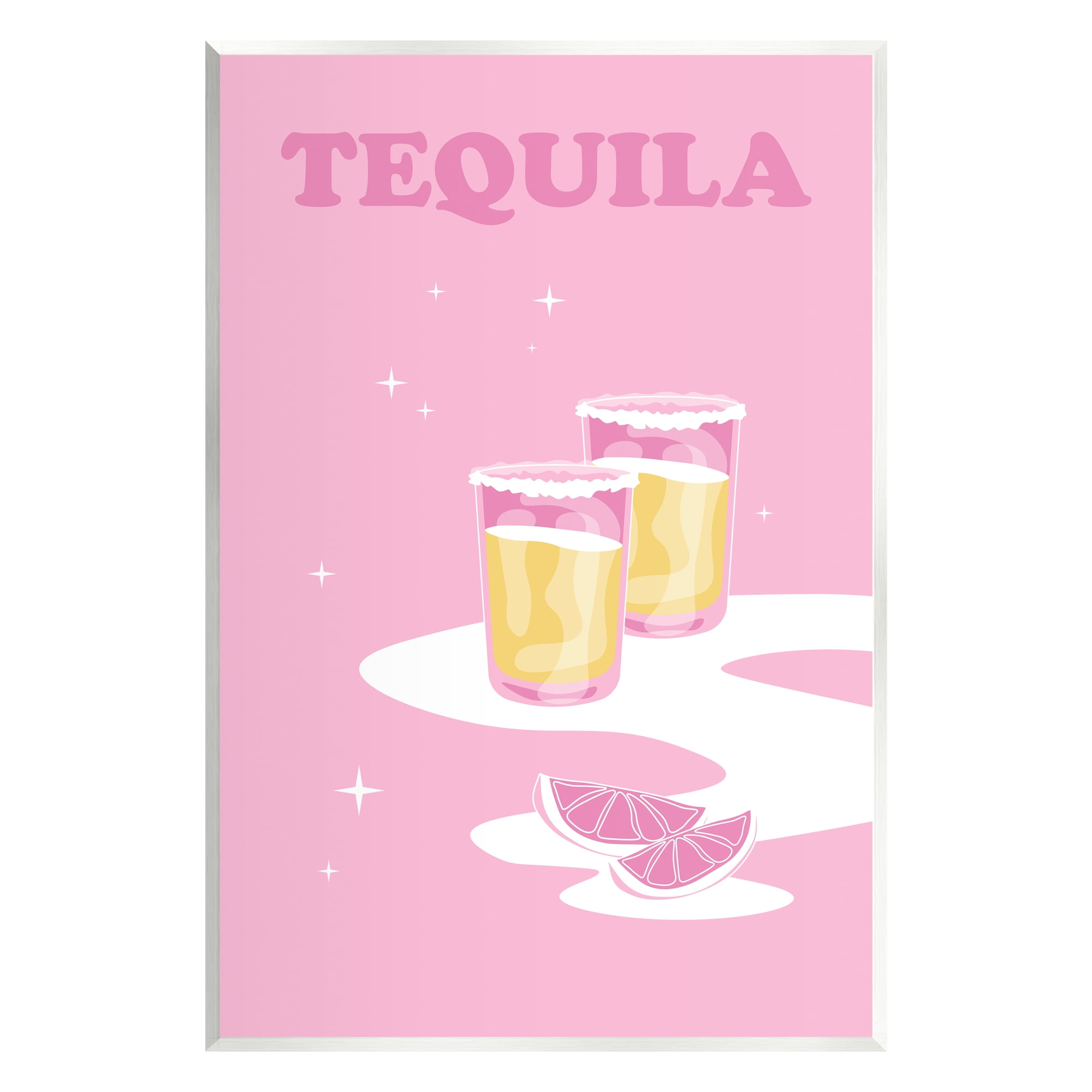 Stupell Industries Bold Pink Tequila Shots Kitchen Cocktail Typography Graphic Art Unframed Art Print Wall Art, Design by Birch&Ink