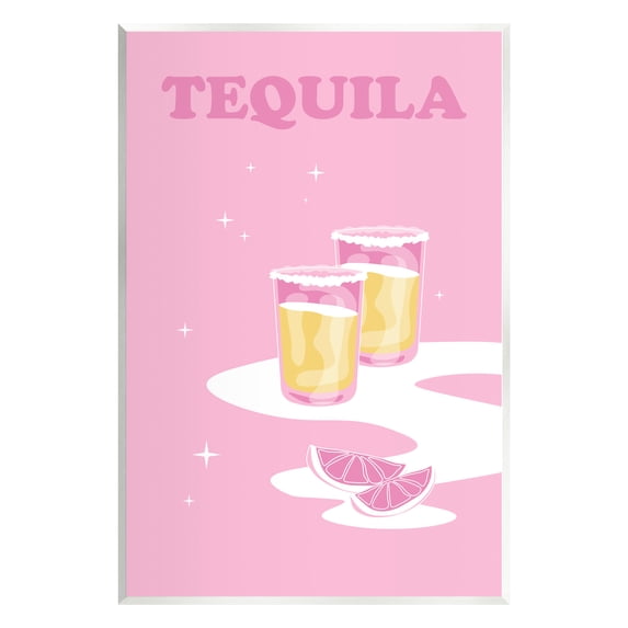 Stupell Industries Bold Pink Tequila Shots Kitchen Cocktail Typography Graphic Art Unframed Art Print Wall Art, Design by Birch&Ink