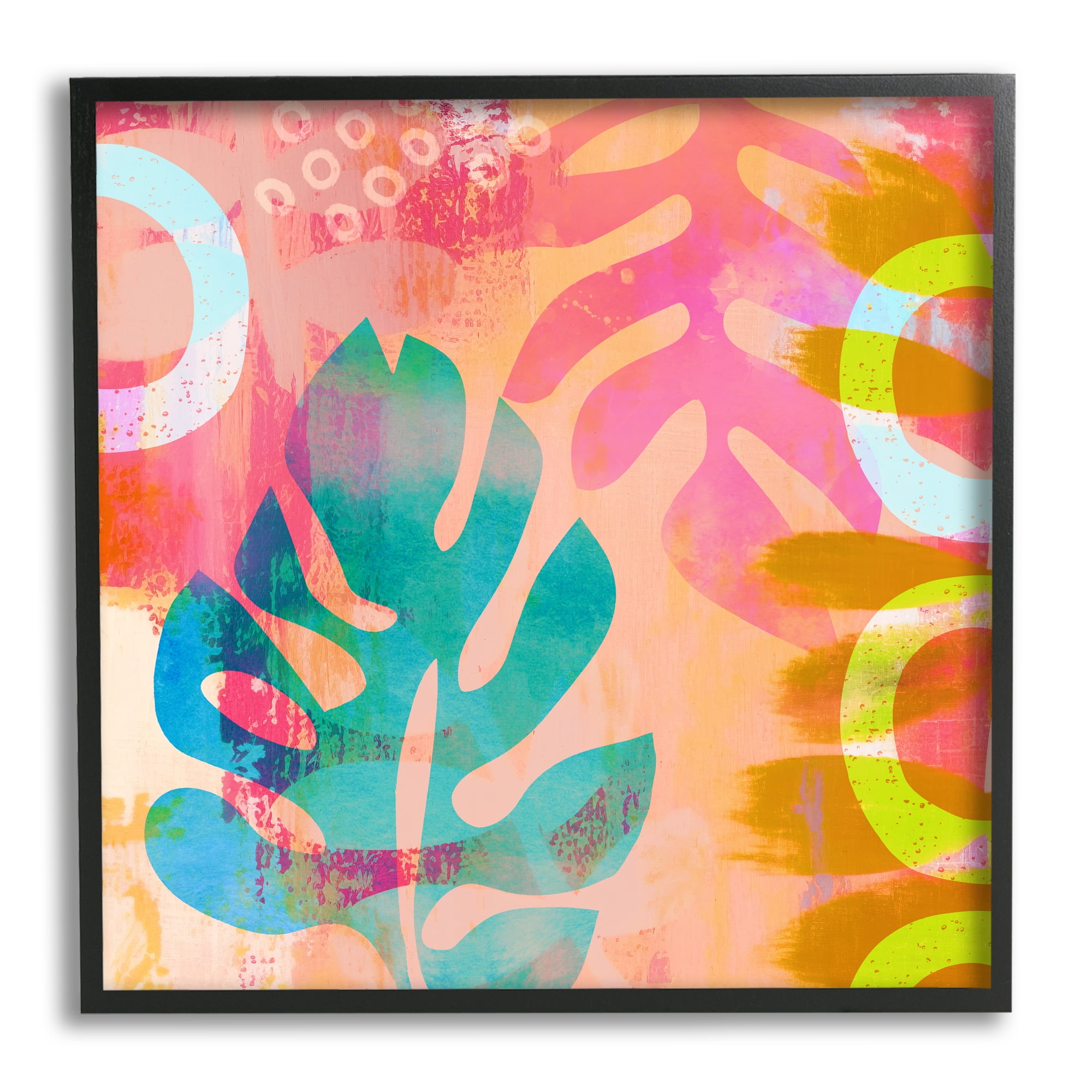 Stupell Industries Bold Plant Leaf Shapes Botanical & Floral Painting Black Framed Art Print Wall Art, 17 x 17