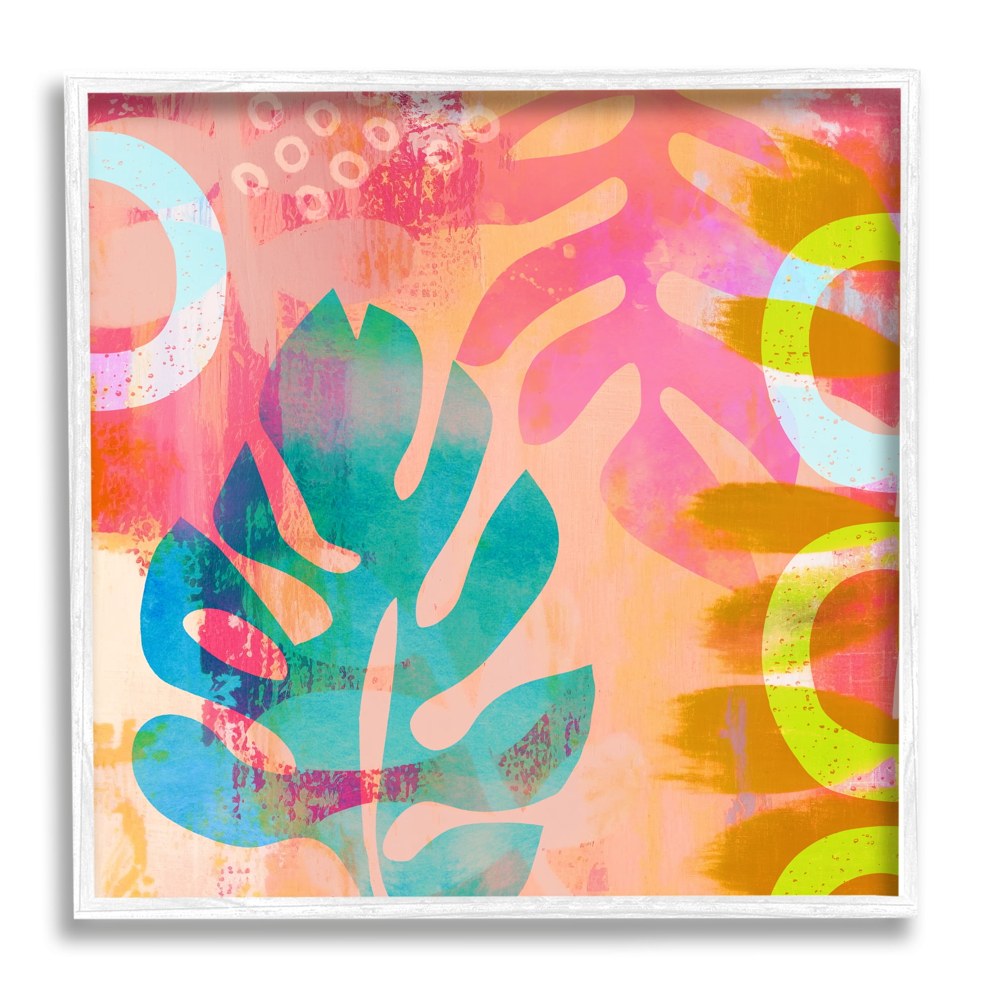 Stupell Industries Bold Plant Leaf Shapes Botanical & Floral Painting White Framed Art Print Wall Art, 12 x 12