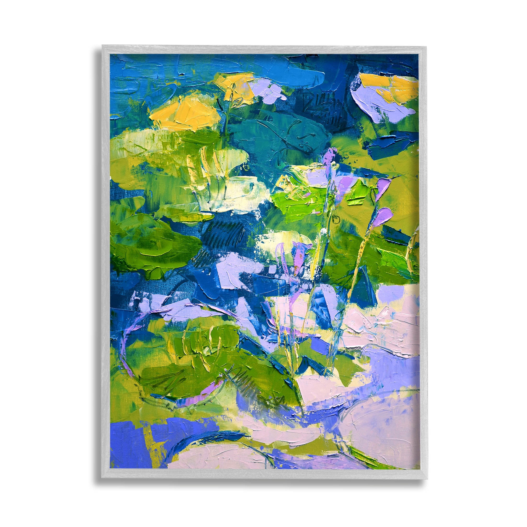 Stupell Industries Bold Pond Botanicals Lotus Flowers Painting Gray Framed Art Print Wall Art, Design by Dorothy Fagan
