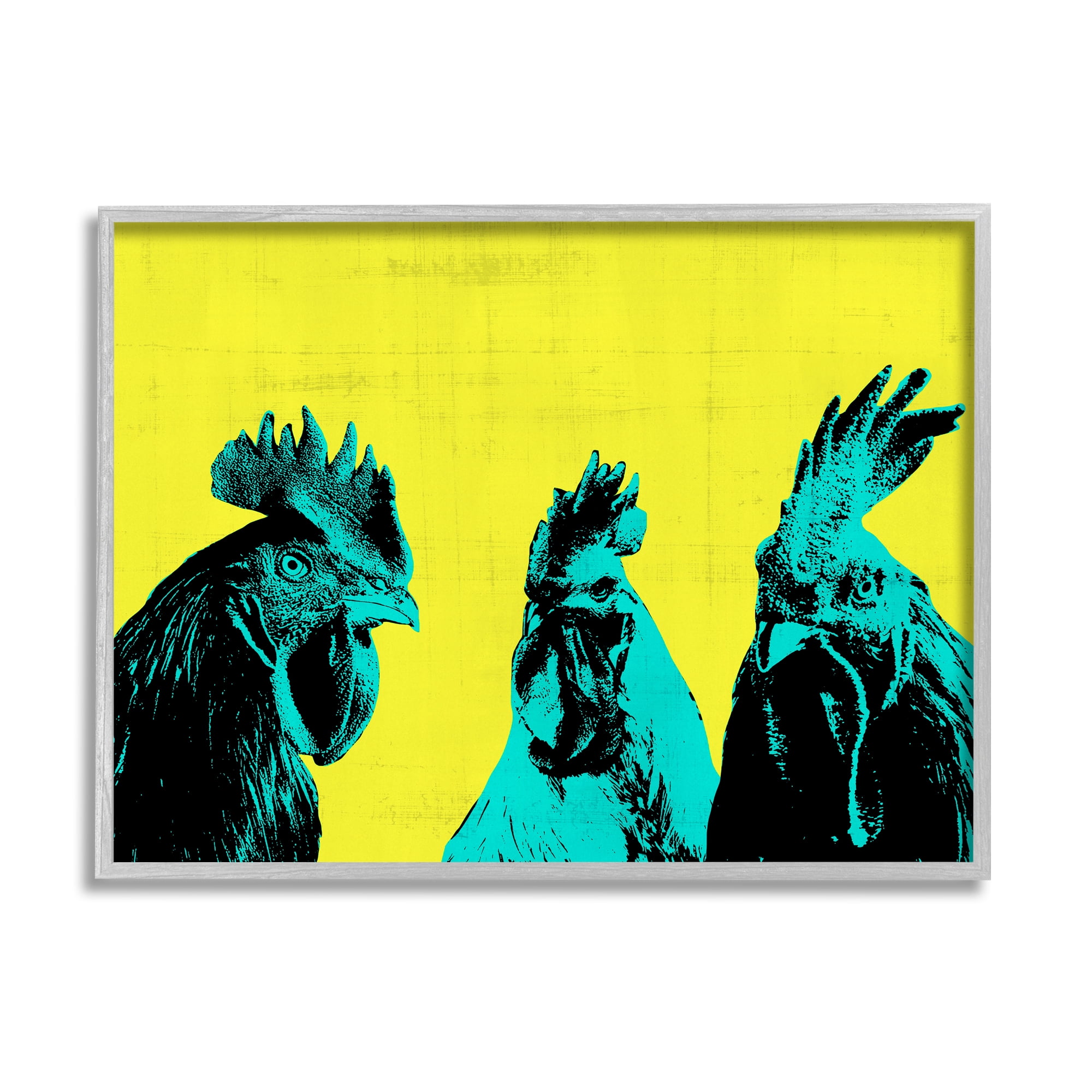 Stupell Industries Bold Pop Farm Roosters Yellow Blue Abstract Birds, 14 x 11, Design by Annie Warren&nbsp;