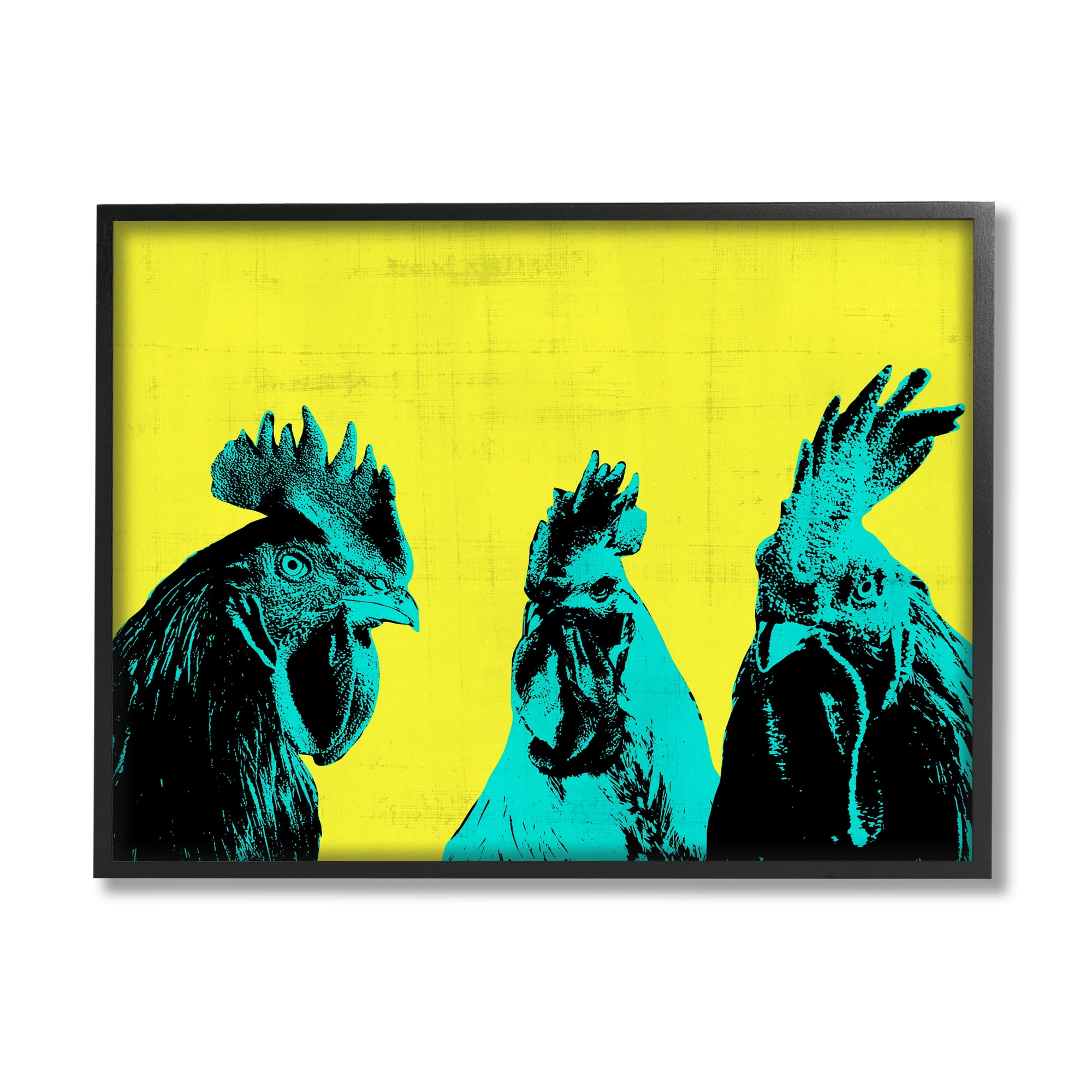 Stupell Industries Bold Pop Farm Roosters Yellow Blue Abstract Birds, 20 x 16, Design by Annie Warren&nbsp;