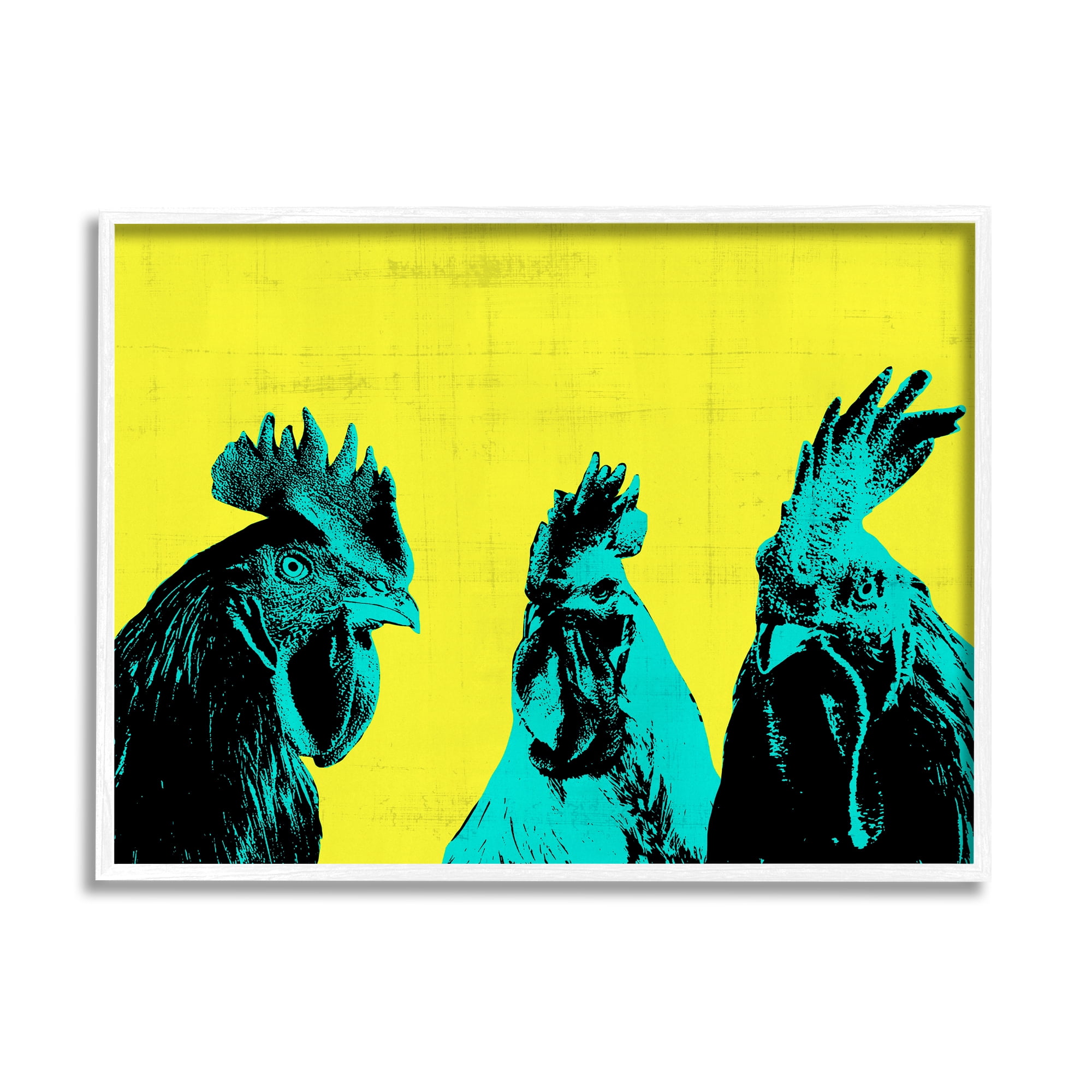 Stupell Industries Bold Pop Farm Roosters Yellow Blue Abstract Birds, 20 x 16, Design by Annie Warren&nbsp;