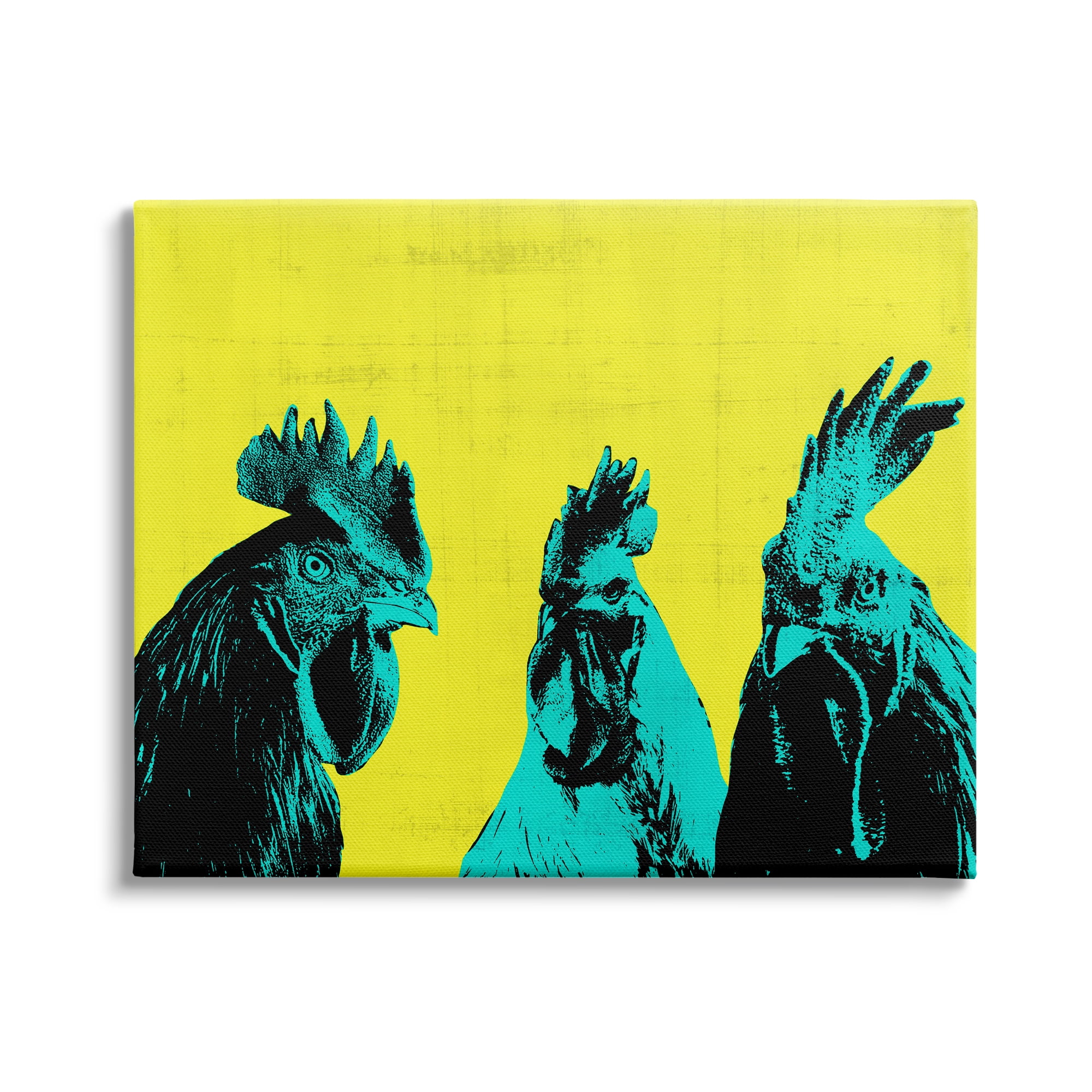 Stupell Industries Bold Pop Farm Roosters Yellow Blue Abstract Birds, 20 x 16, Design by Annie Warren&nbsp;