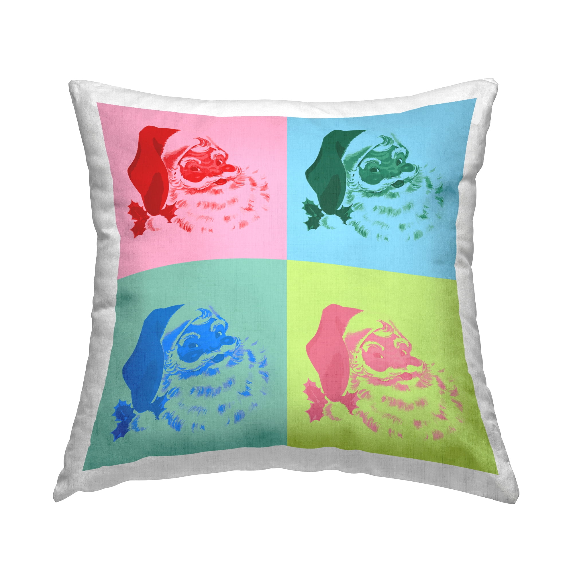 Stupell Industries Bold Pop Style Santa Faces Printed Throw Pillow Design by Lil' Rue