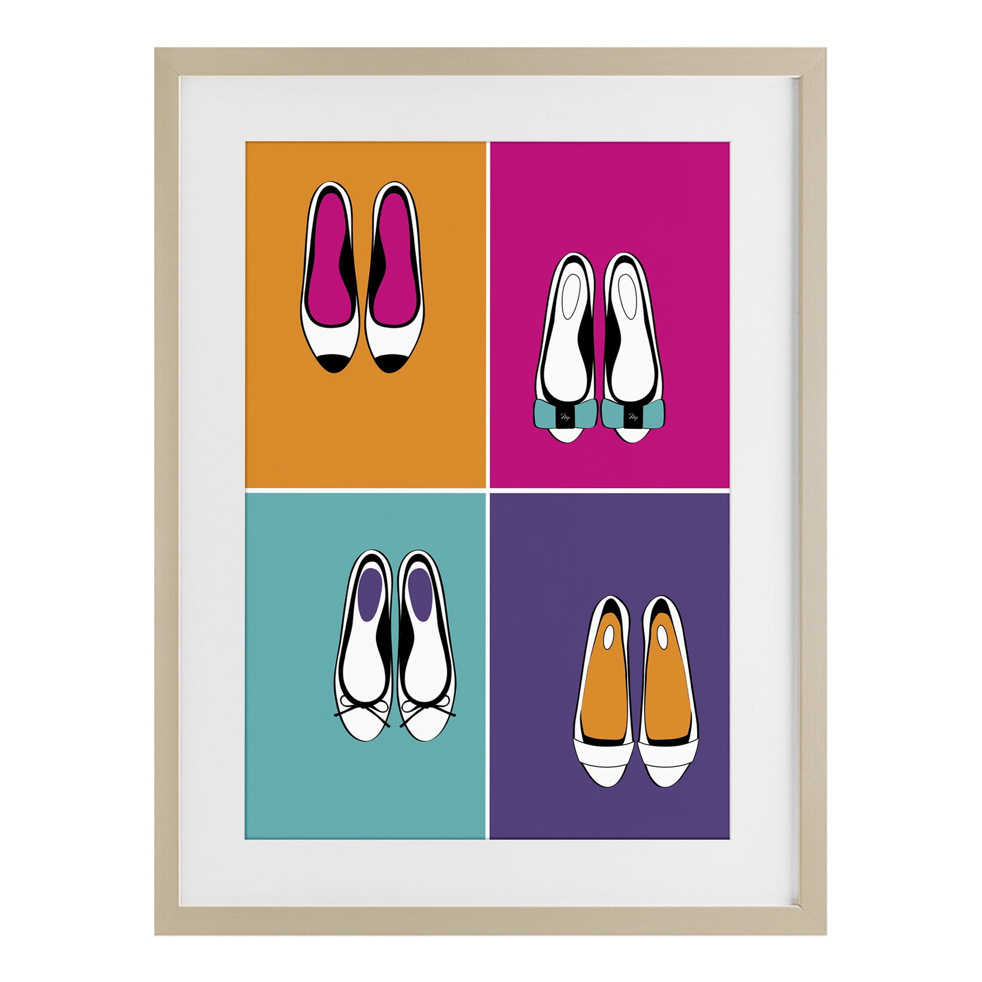 Stupell Industries Bold Pop Trendy Flats Birch Framed Print Under Glass, design by Martina Pavlova