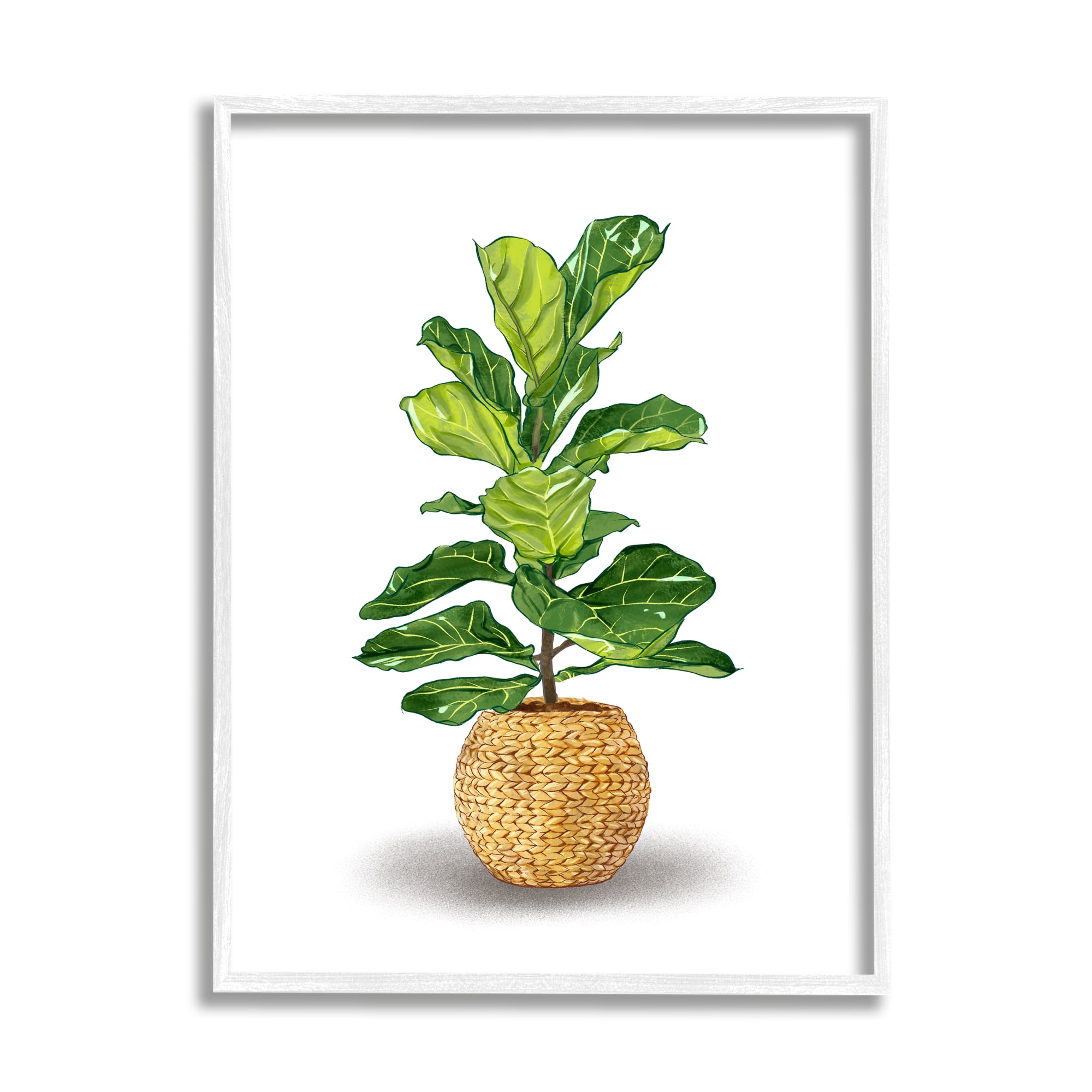 Stupell Industries Bold Potted House Plant Green Leaves Woven Basket , 16 x 20, Design by Ziwei Li