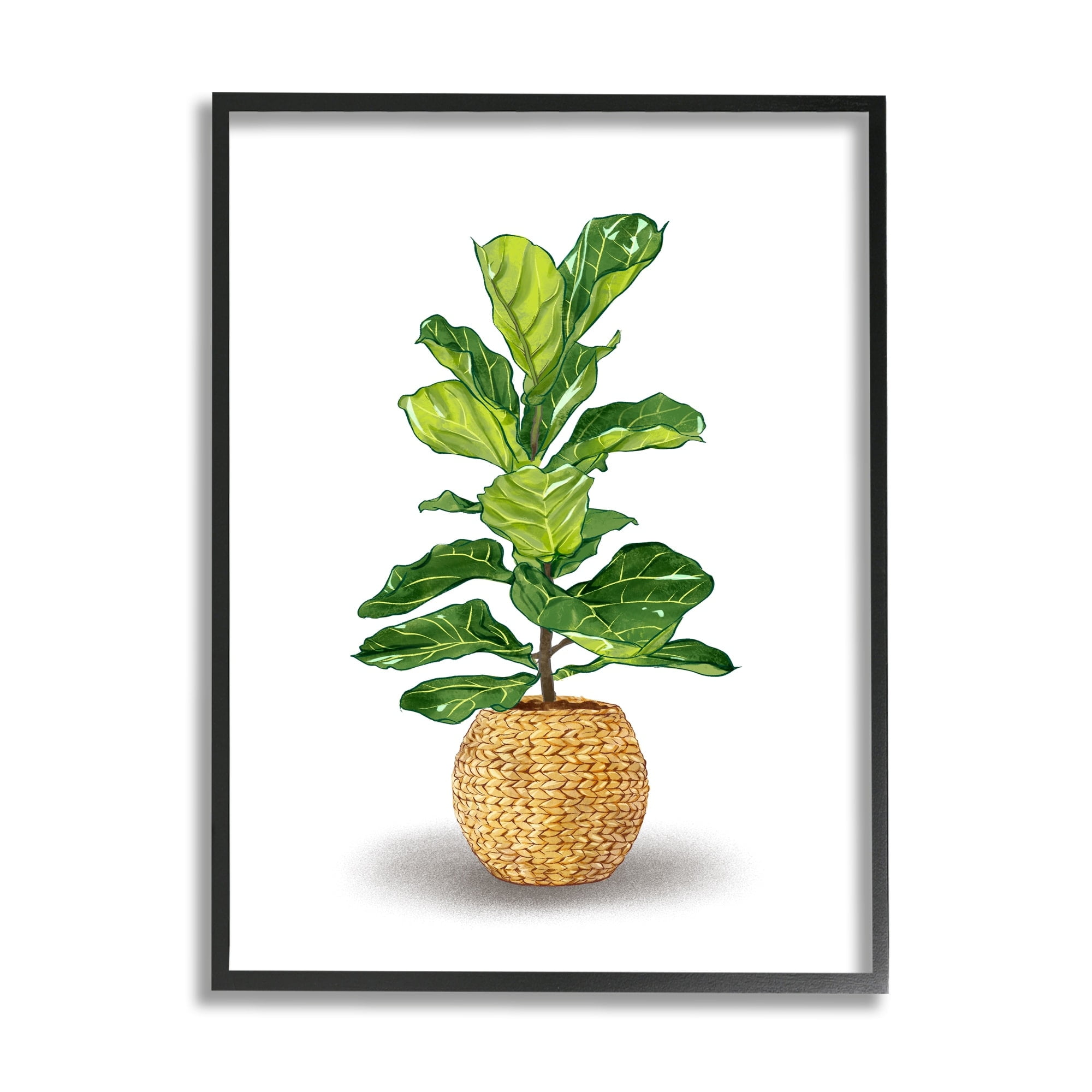 Stupell Industries Bold Potted House Plant Green Leaves Woven Basket , 24 x 30, Design by Ziwei Li