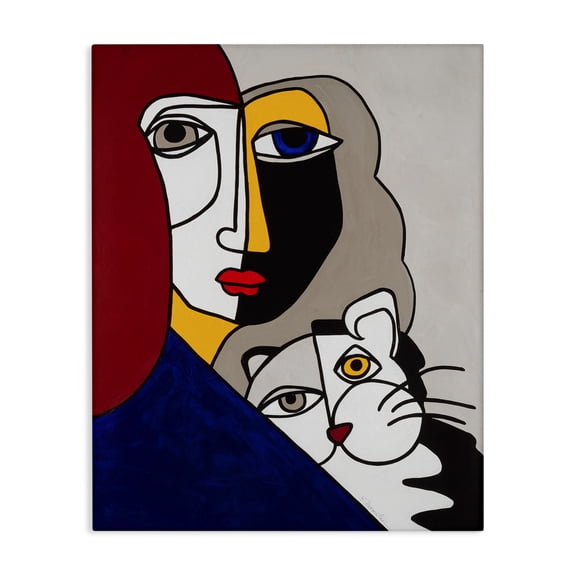 Stupell Industries Bold Primaries Mod Portraits Portrait Painting Wrapped Canvas Canvas Art Print Wall Art, 16 x 20