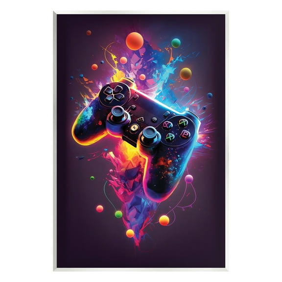 Stupell Industries Bold Prismatic Gaming Controller Art for Kids Painting Unframed Art Print Wall Art