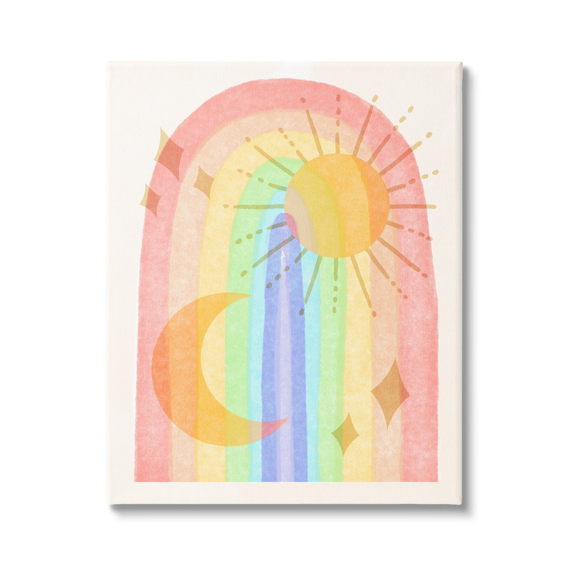 Stupell Industries Bold Rainbow Astral Sun Moon Stars Pattern, 16 x 20, Design by Daphne Polselli