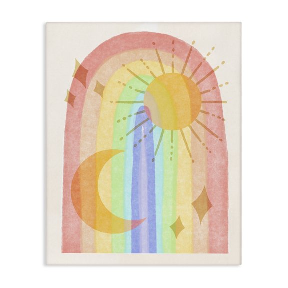 Stupell Industries Eclectic Bold Rainbow Astral Sun Moon Stars Pattern Canvas Art, 16 x 20, by Lil' Rue
