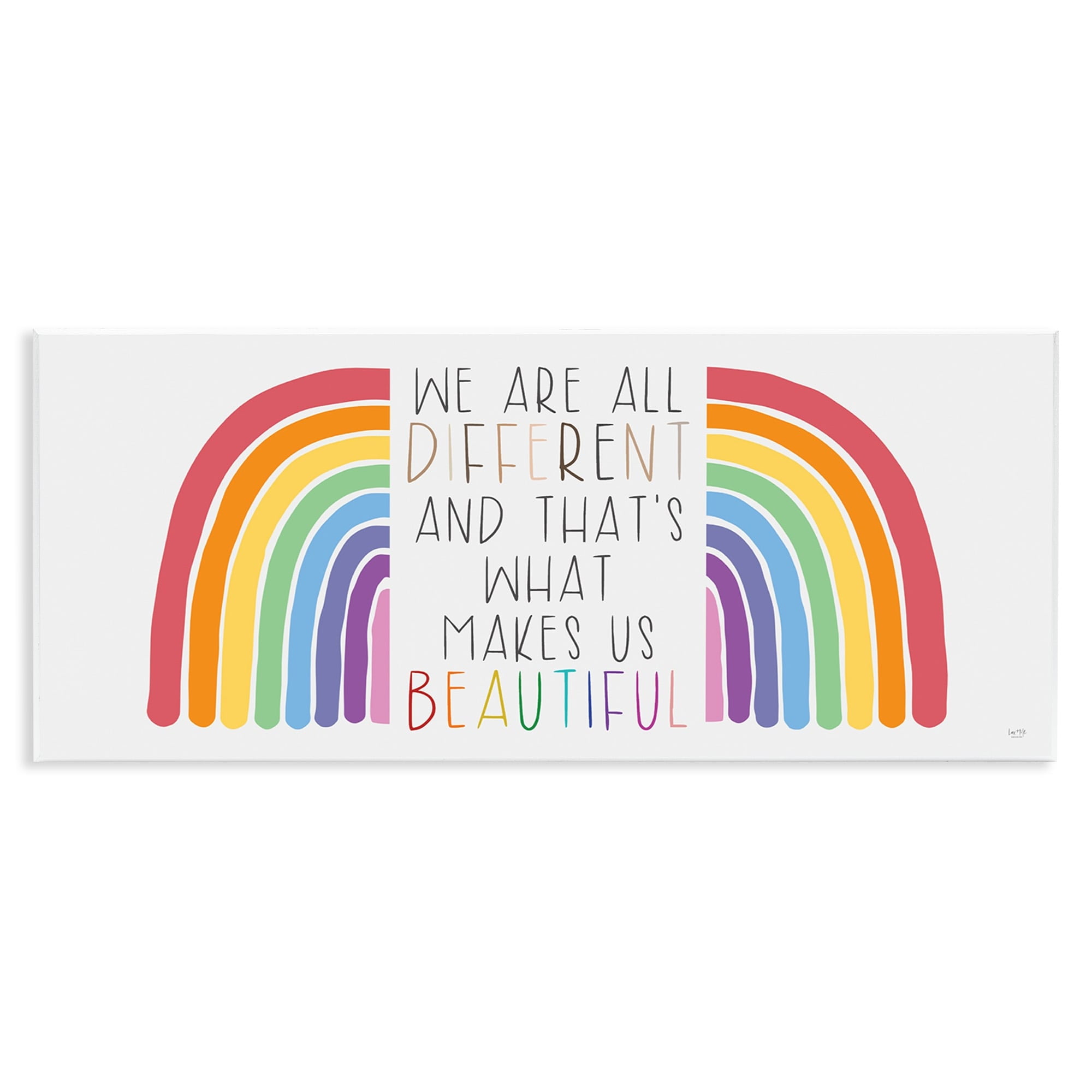Stupell Industries Bold Rainbow Different Is Beautiful Inspirational Quote , 17 x 7, Design by Lux + Me Designs