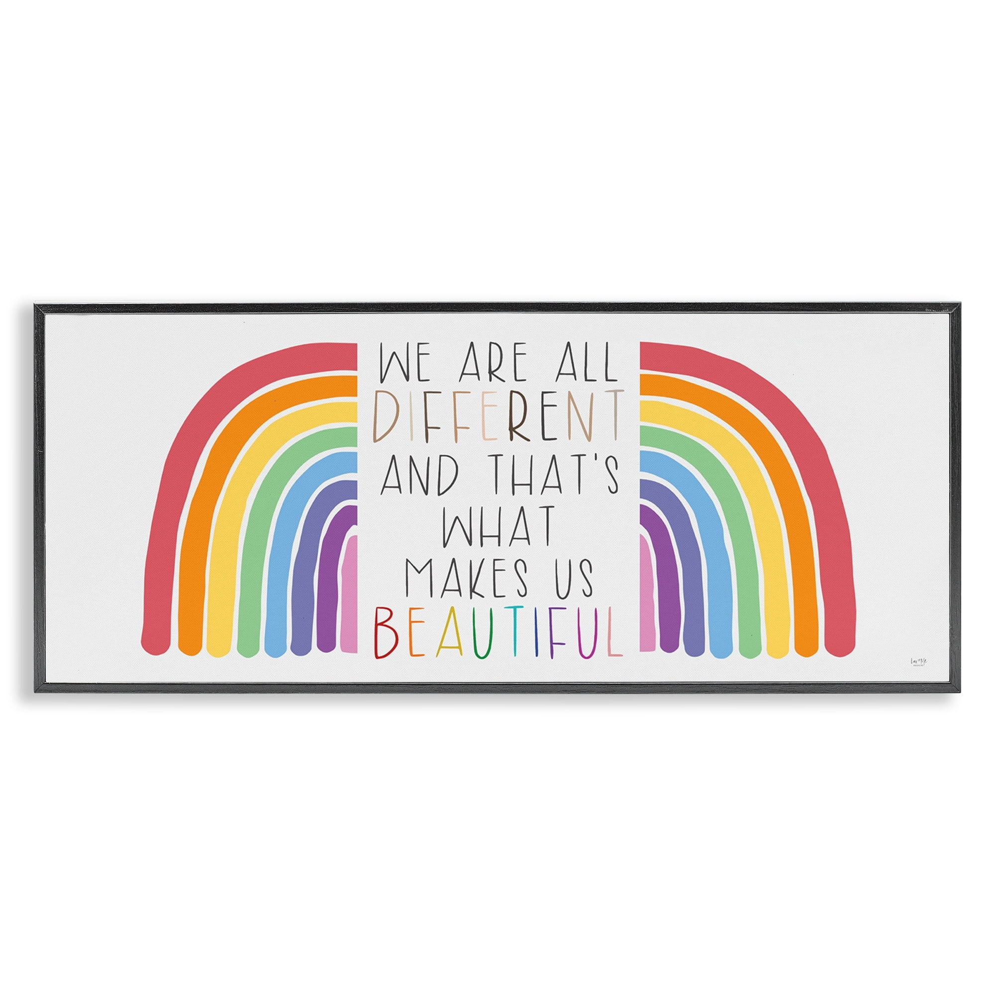 Stupell Industries Bold Rainbow Different Is Beautiful Inspirational Quote , 24 x 10, Design by Lux + Me Designs