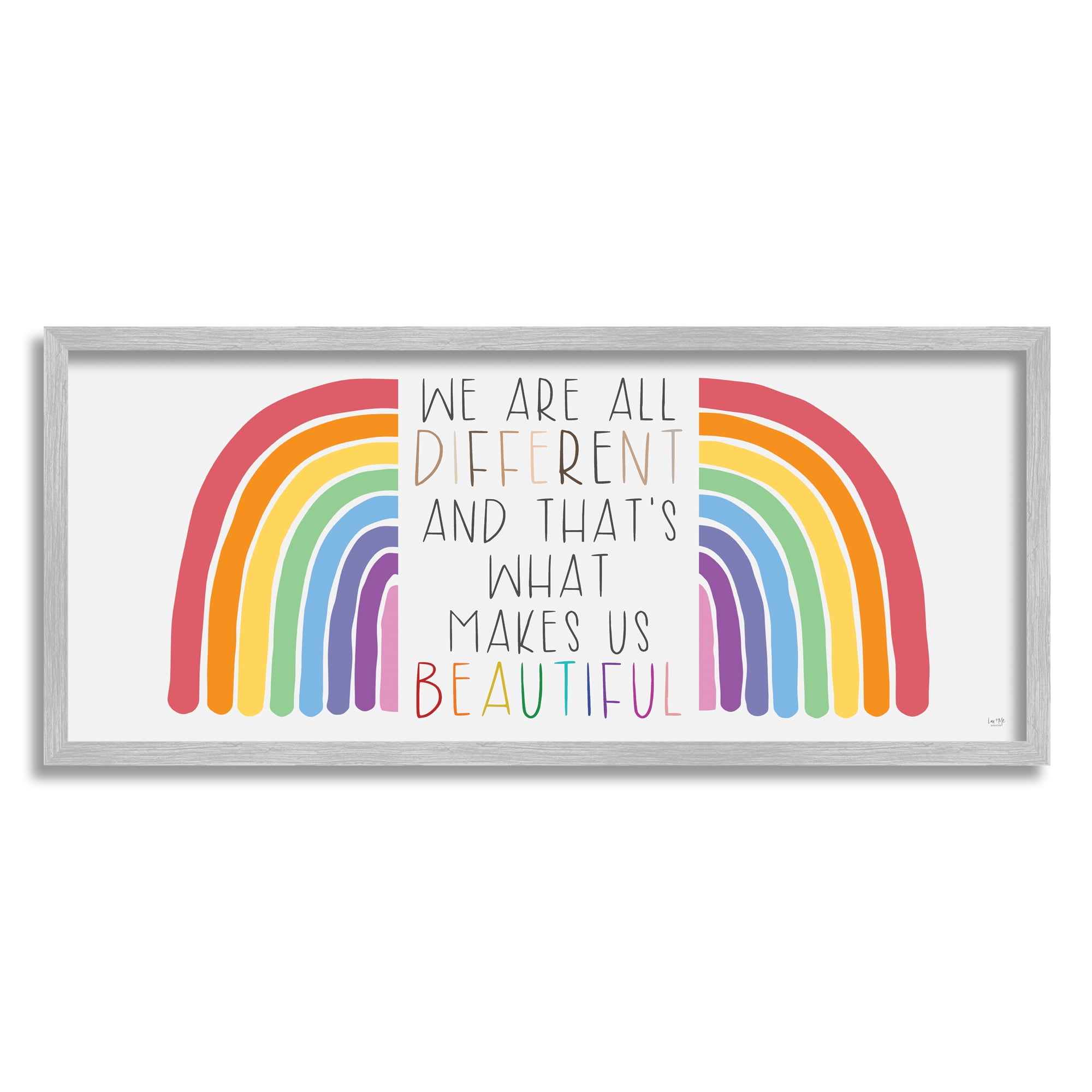 Stupell Industries Bold Rainbow Different Is Beautiful Inspirational Quote , 24 x 10, Design by Lux + Me Designs