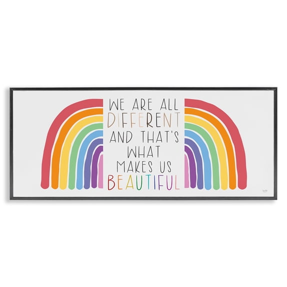Stupell Industries Bold Rainbow Different Is Beautiful Inspirational Quote , 30 x 13, Design by Lux + Me Designs