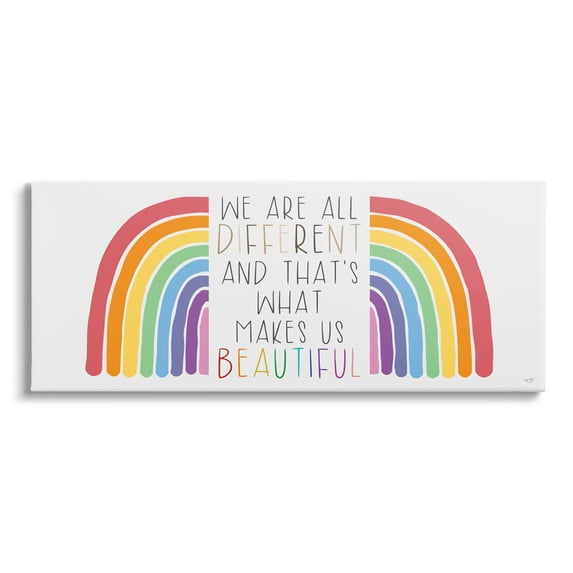 Stupell Industries Bold Rainbow Different Is Beautiful Inspirational Quote , 48 x 20, Design by Lux + Me Designs