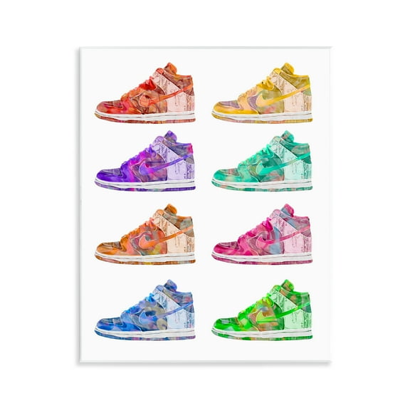 Stupell Industries Bold Rainbow Sneakers Beauty & Fashion Painting Unframed Art Print Wall Art, 11 x 14