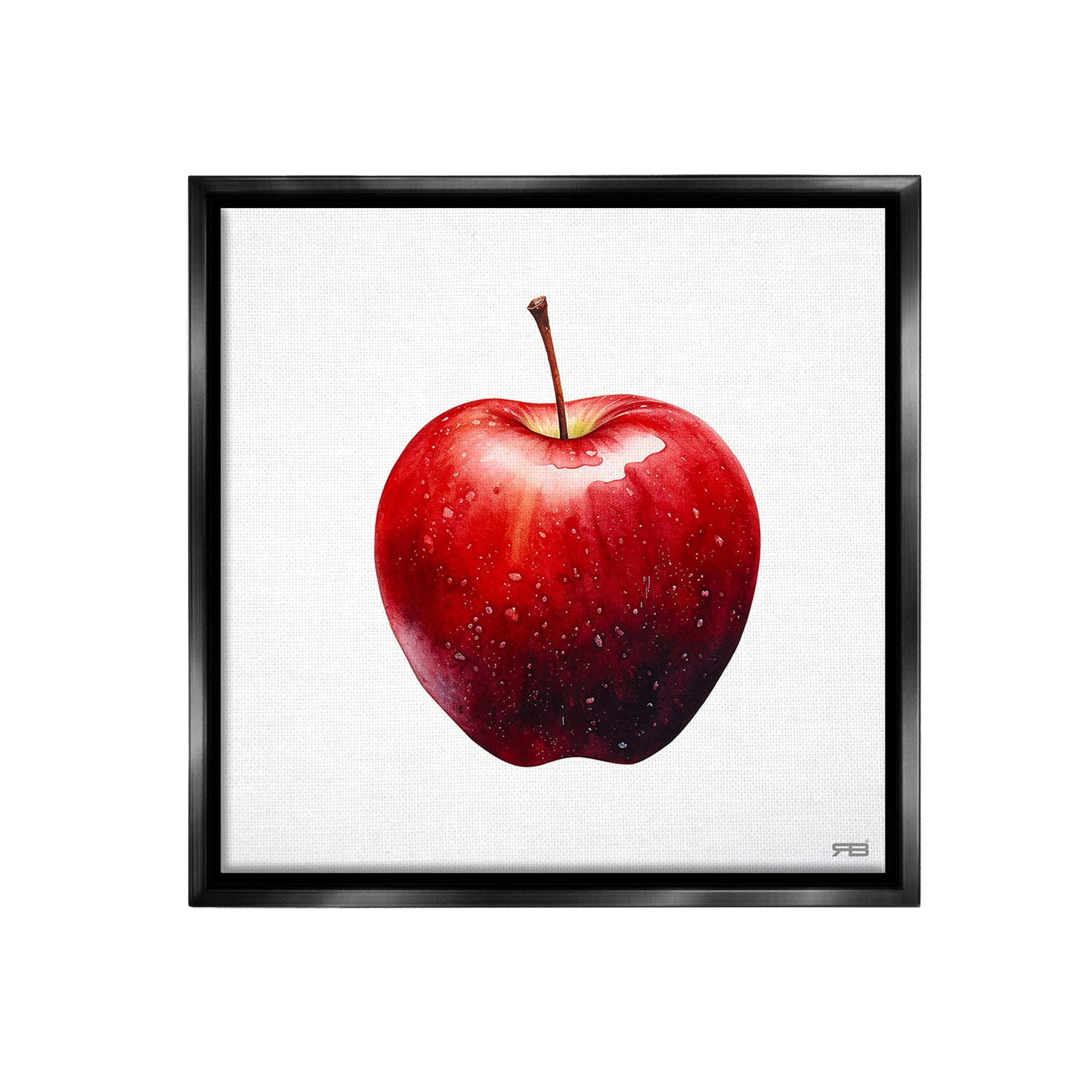 Stupell Industries Bold Red Apple Food & Beverage Painting Black Floater Framed Canvas Art Print Wall Art, 25 x 25