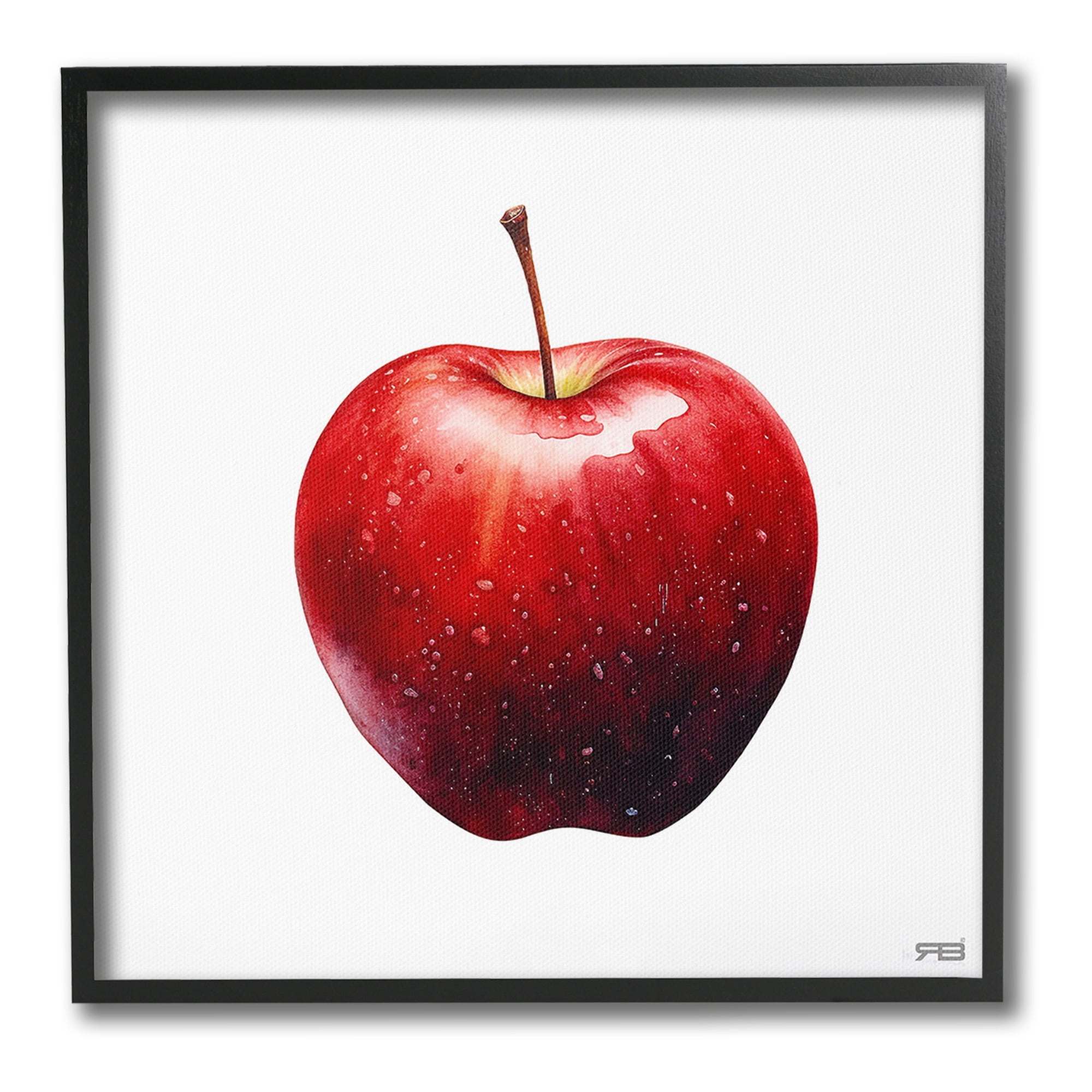 Stupell Industries Bold Red Apple Food & Beverage Painting Black Framed Art Print Wall Art, 24 x 24