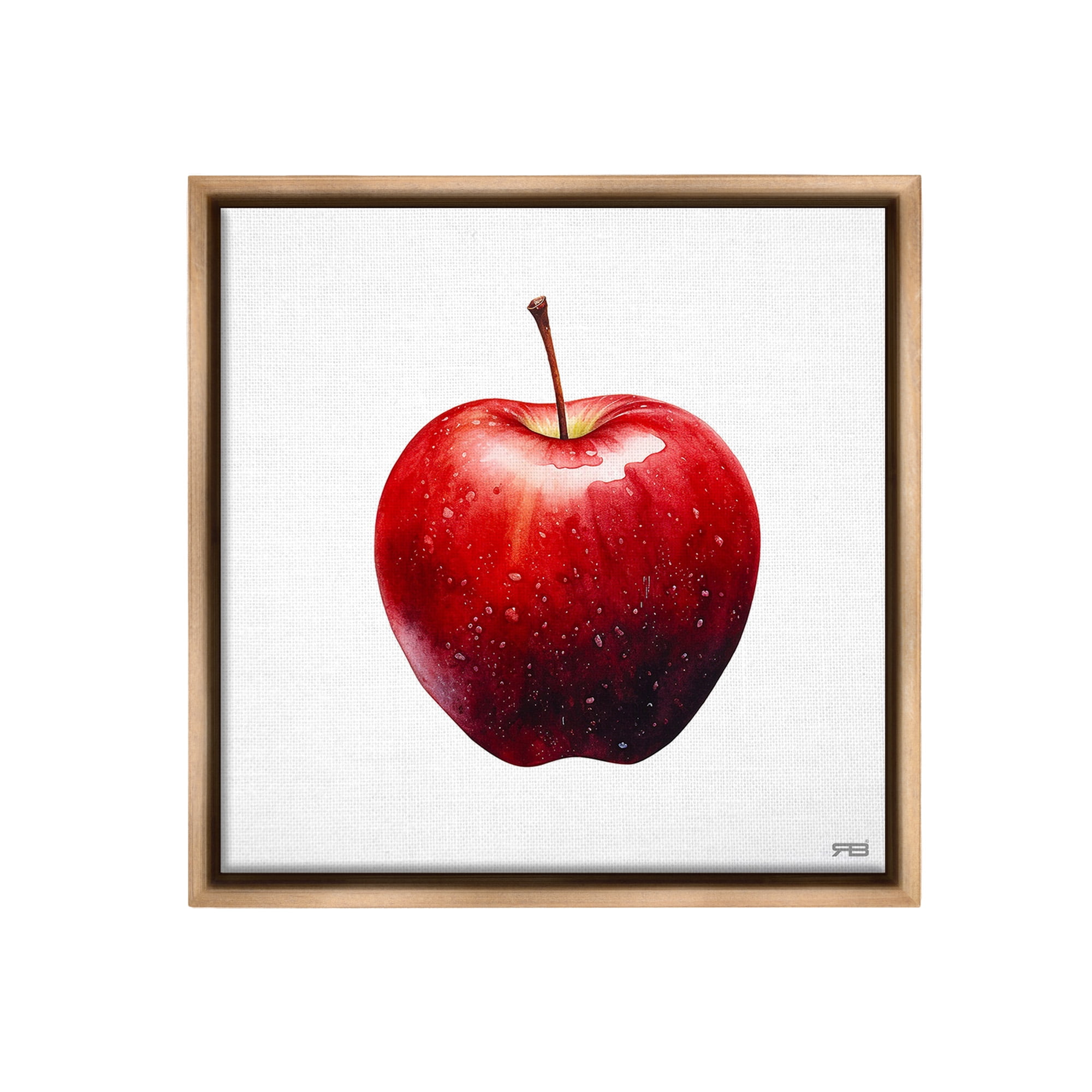 Stupell Industries Bold Red Apple Food & Beverage Painting Brown Floater Framed Canvas Art Print Wall Art, 18 x 18