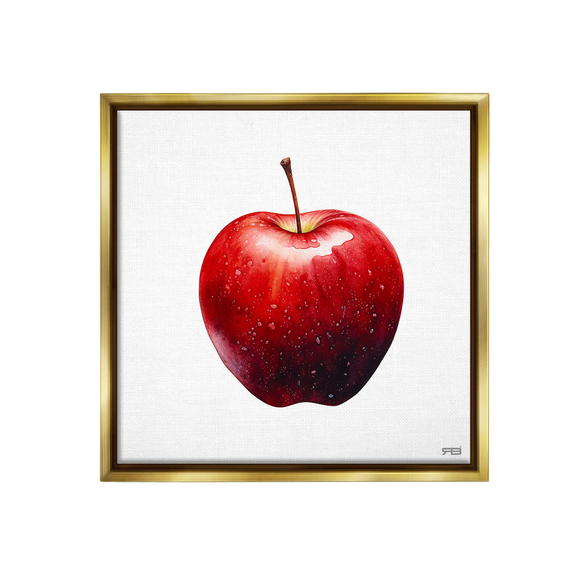 Stupell Industries Bold Red Apple Food & Beverage Painting Gold Floater Framed Canvas Art Print Wall Art, 25 x 25