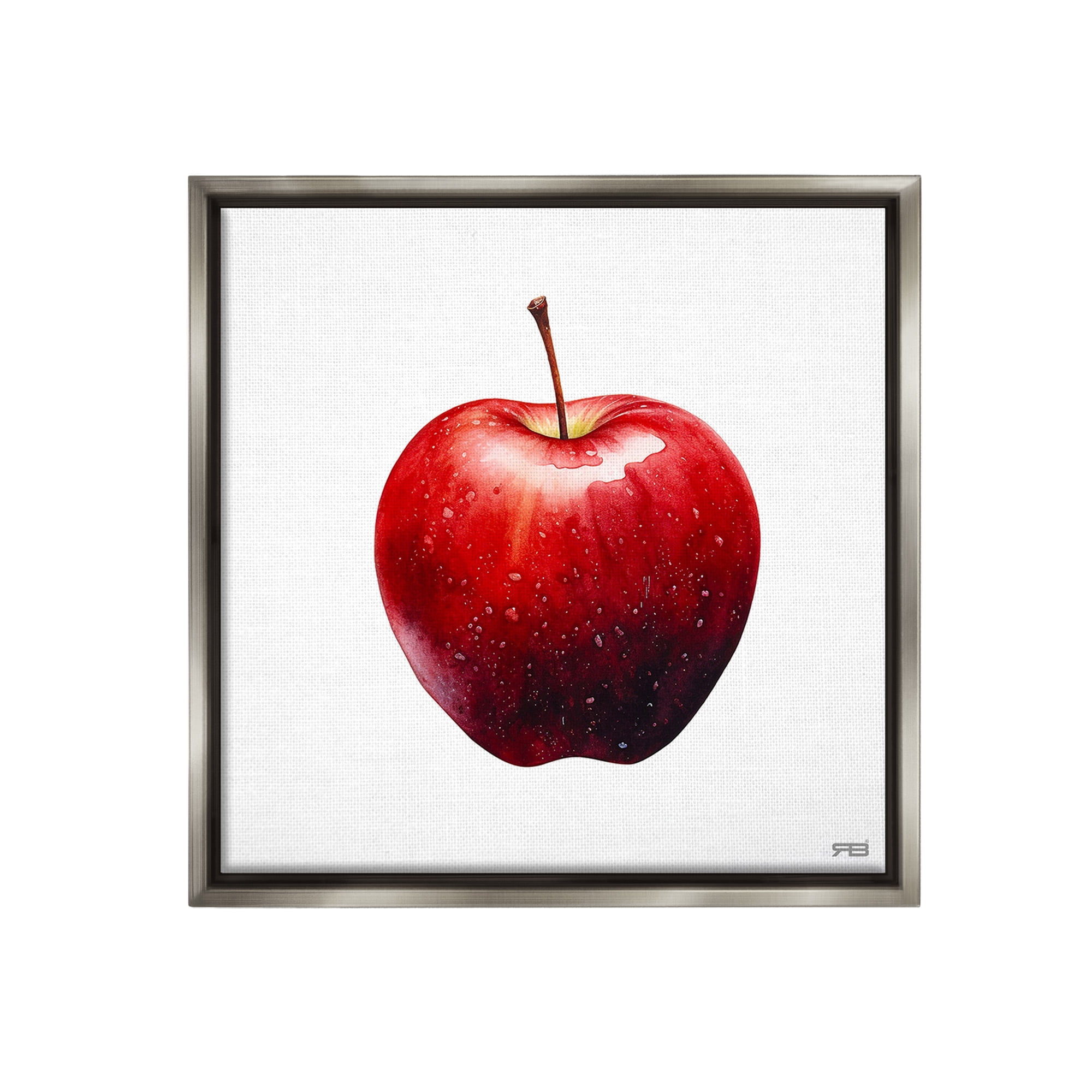 Stupell Industries Bold Red Apple Food & Beverage Painting Gray Floater Framed Canvas Art Print Wall Art, 18 x 18