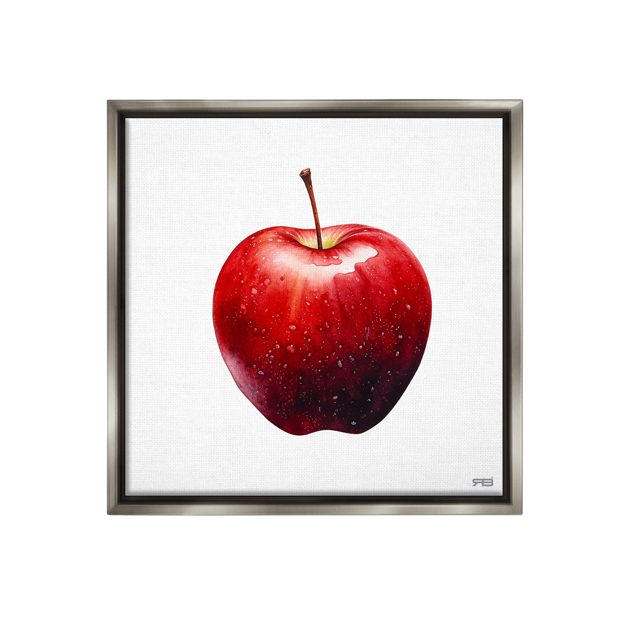 Stupell Industries Bold Red Apple Food & Beverage Painting Gray Floater Framed Canvas Art Print Wall Art, 25 x 25