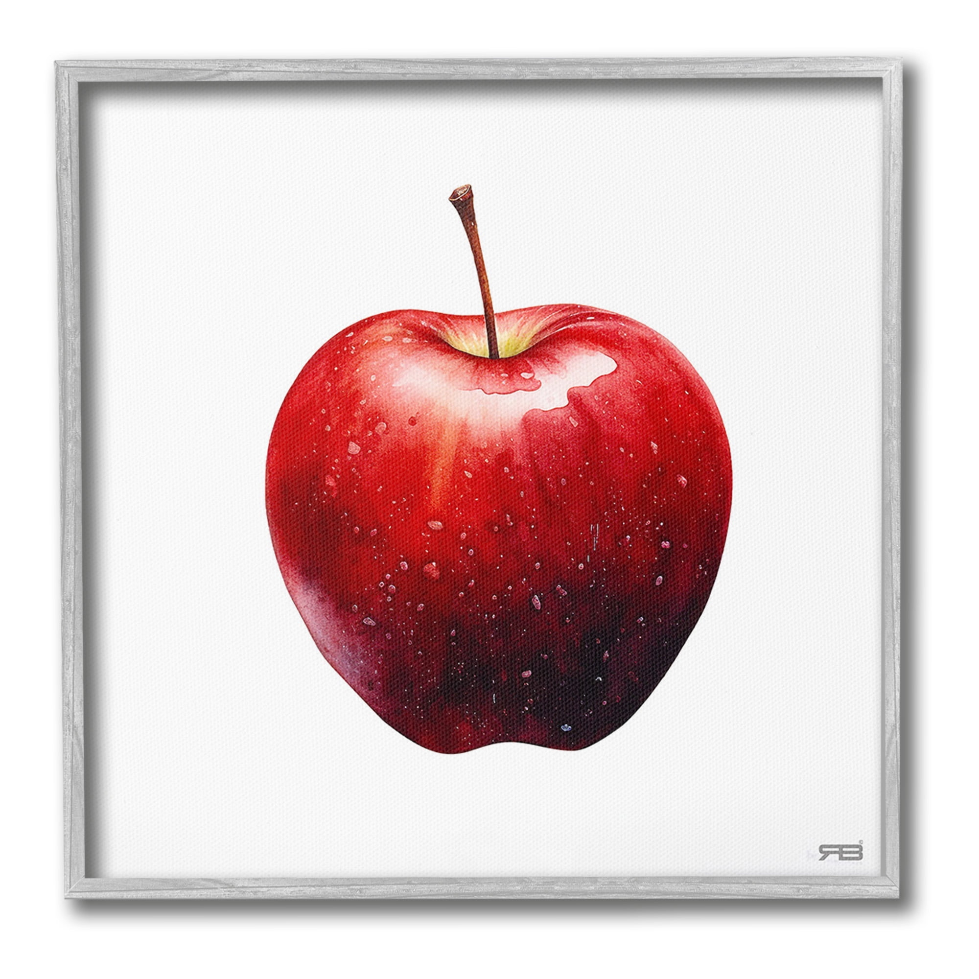 Stupell Industries Bold Red Apple Food & Beverage Painting Gray Framed Art Print Wall Art, 17 x 17