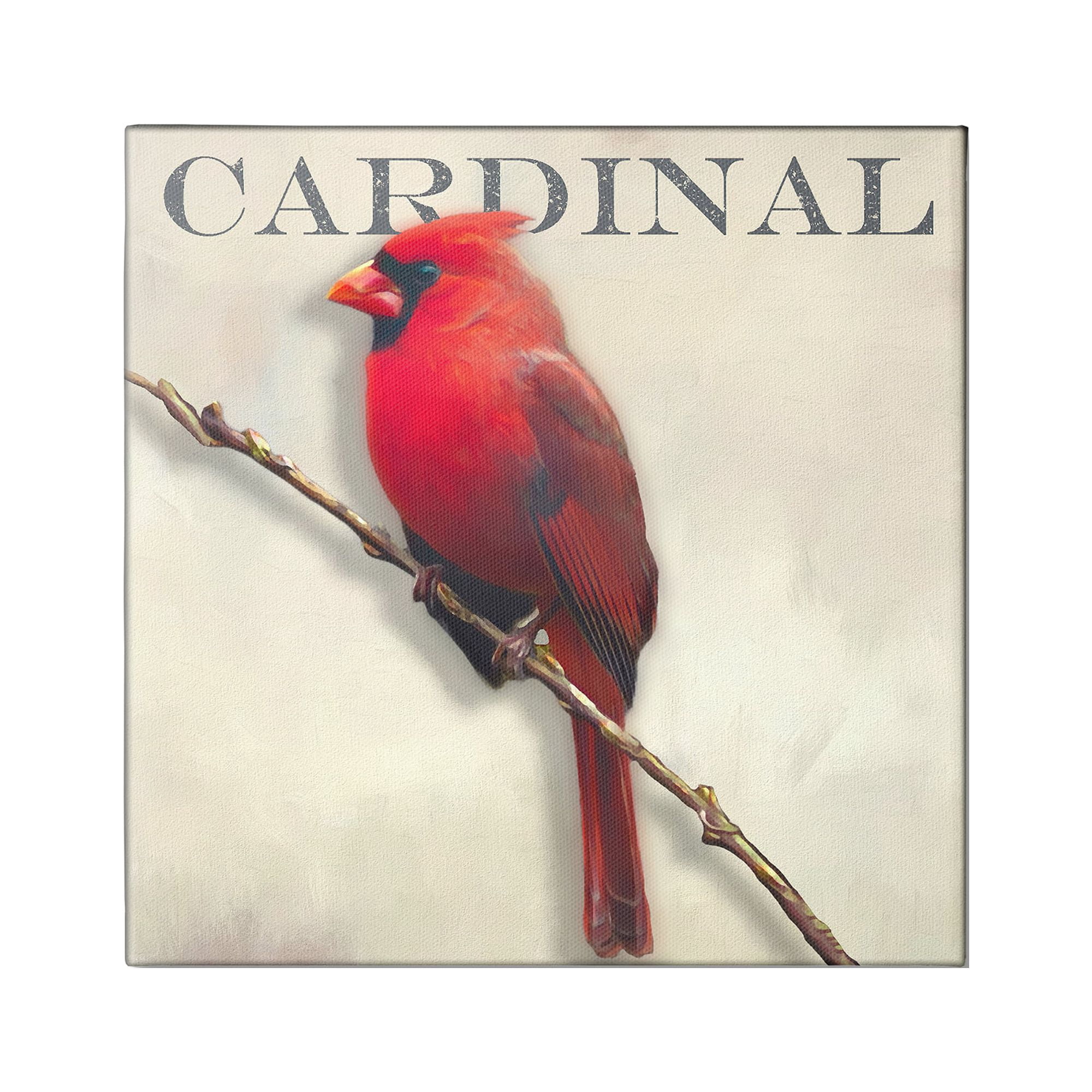 Stupell Industries Bold Red Cardinal Bird Portrait Rustic Text Design Canvas Wall Art, 30 x 30, Design by Alpenglow Workshop