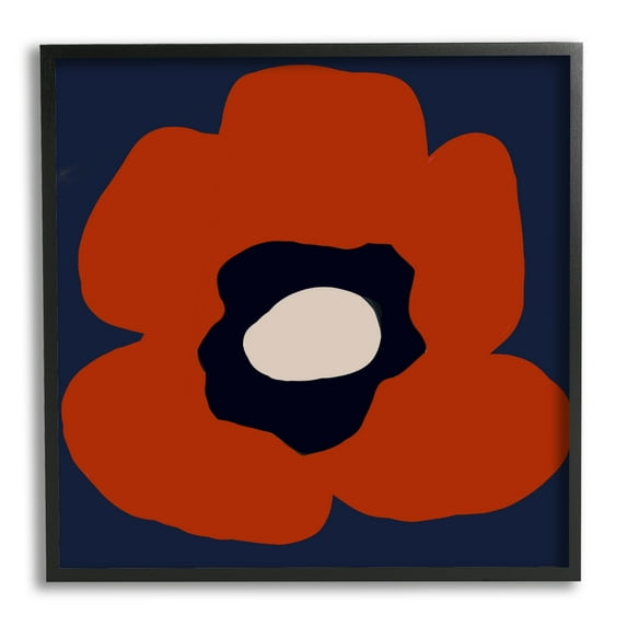 Stupell Industries Bold Red Flower Blossom Modern Geometric Shapes Graphic Art Black Framed Art Print Wall Art, Design by Deborah Velasquez