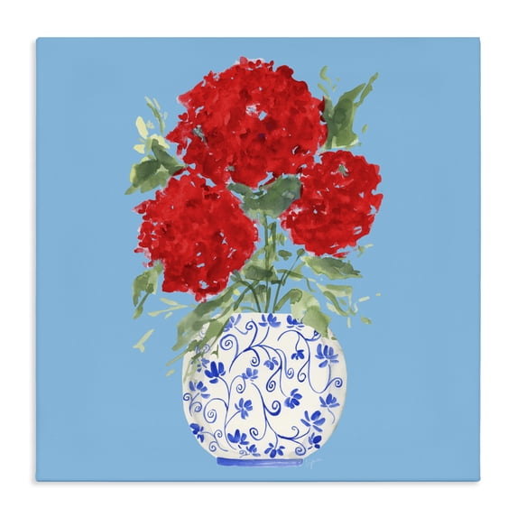 Stupell Industries Shabby Chic Bold Red Hydrangea Trio Canvas Art, 17 x 17, by Lucille Price