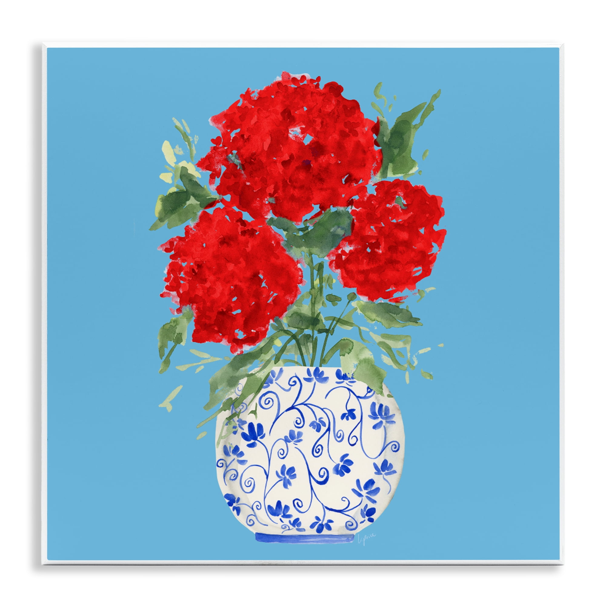 Stupell Industries Bold Red Hydrangea Trio Wall Plaque Art, design by Lucille Price