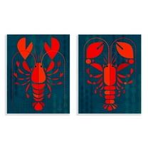 Stupell Industries Bold Red Lobsters Nautical & Beach Painting Unframed Art Print Wall Art, 11 x 14, Set of 2