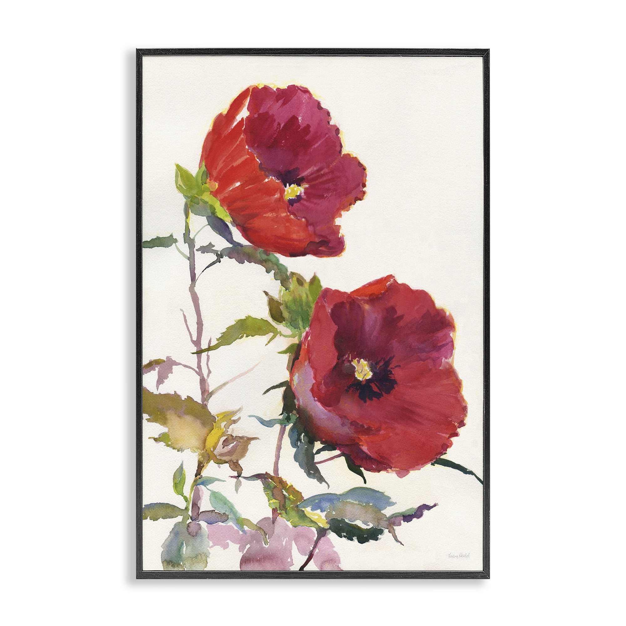 Stupell Industries Bold Red Poppies Botanical & Floral Painting Black Framed Art Print Wall Art, 20 x 30