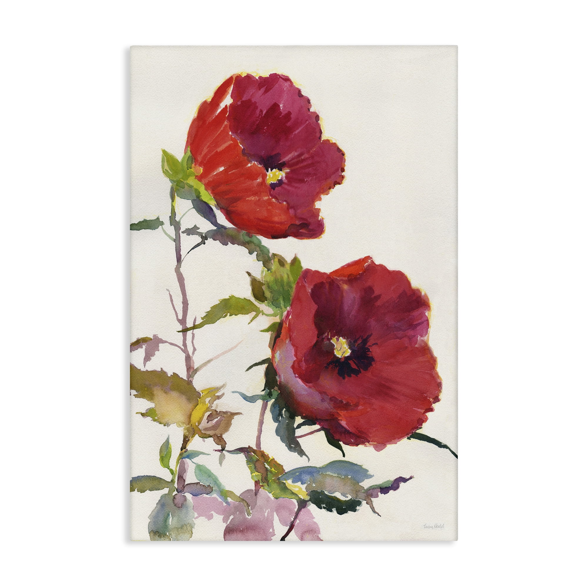 Stupell Industries Bold Red Poppies Botanical & Floral Painting Gallery Wrapped Canvas Art Print Wall Art, 30 x 45