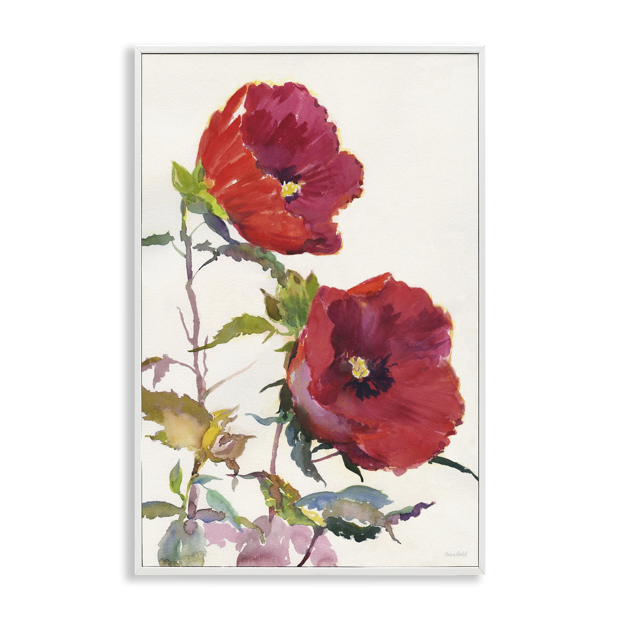 Stupell Industries Bold Red Poppies Botanical & Floral Painting White Framed Art Print Wall Art, 20 x 30