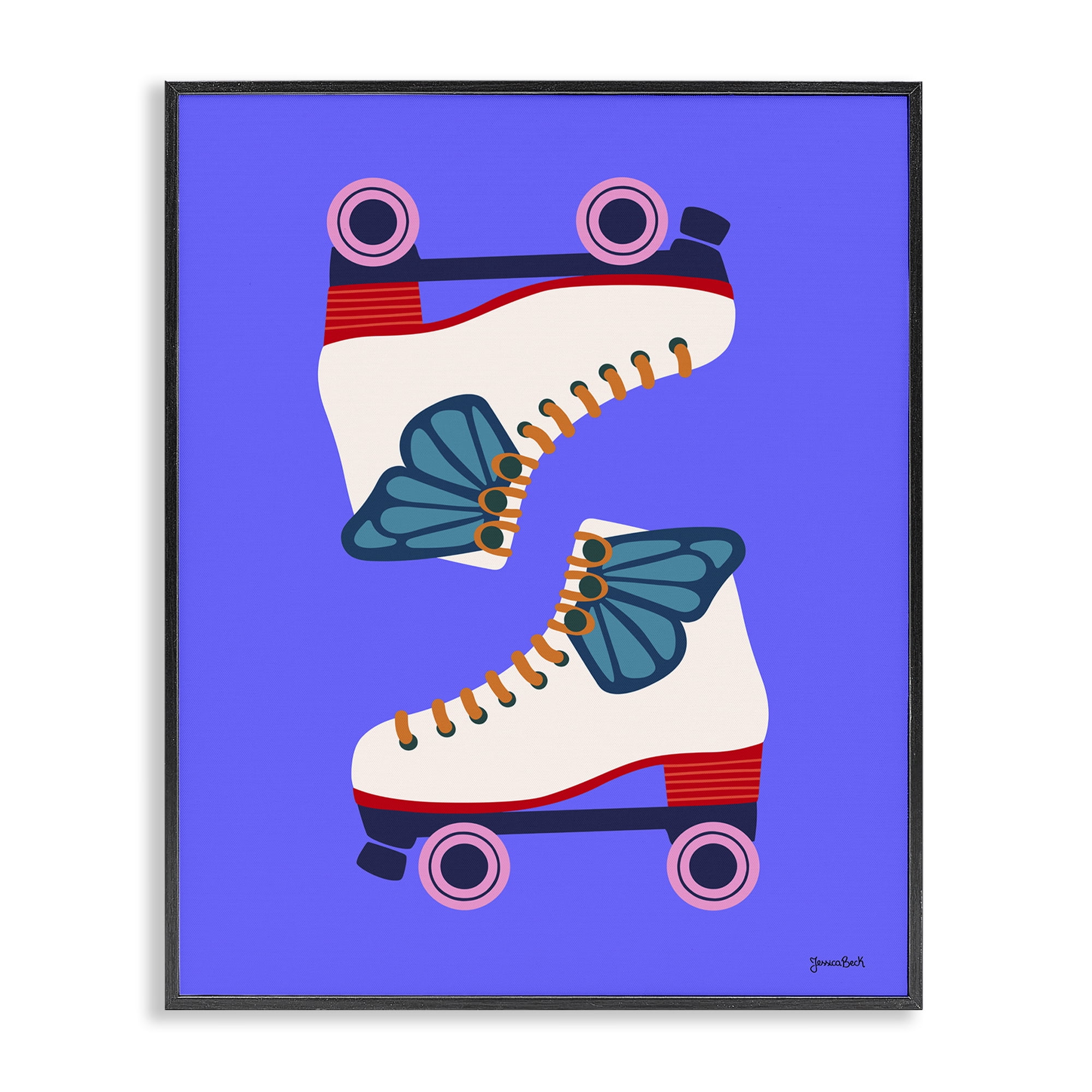 Stupell Industries Bold Roller Skates Entertainment Painting Black Framed Art Print Wall Art, 16 x 20