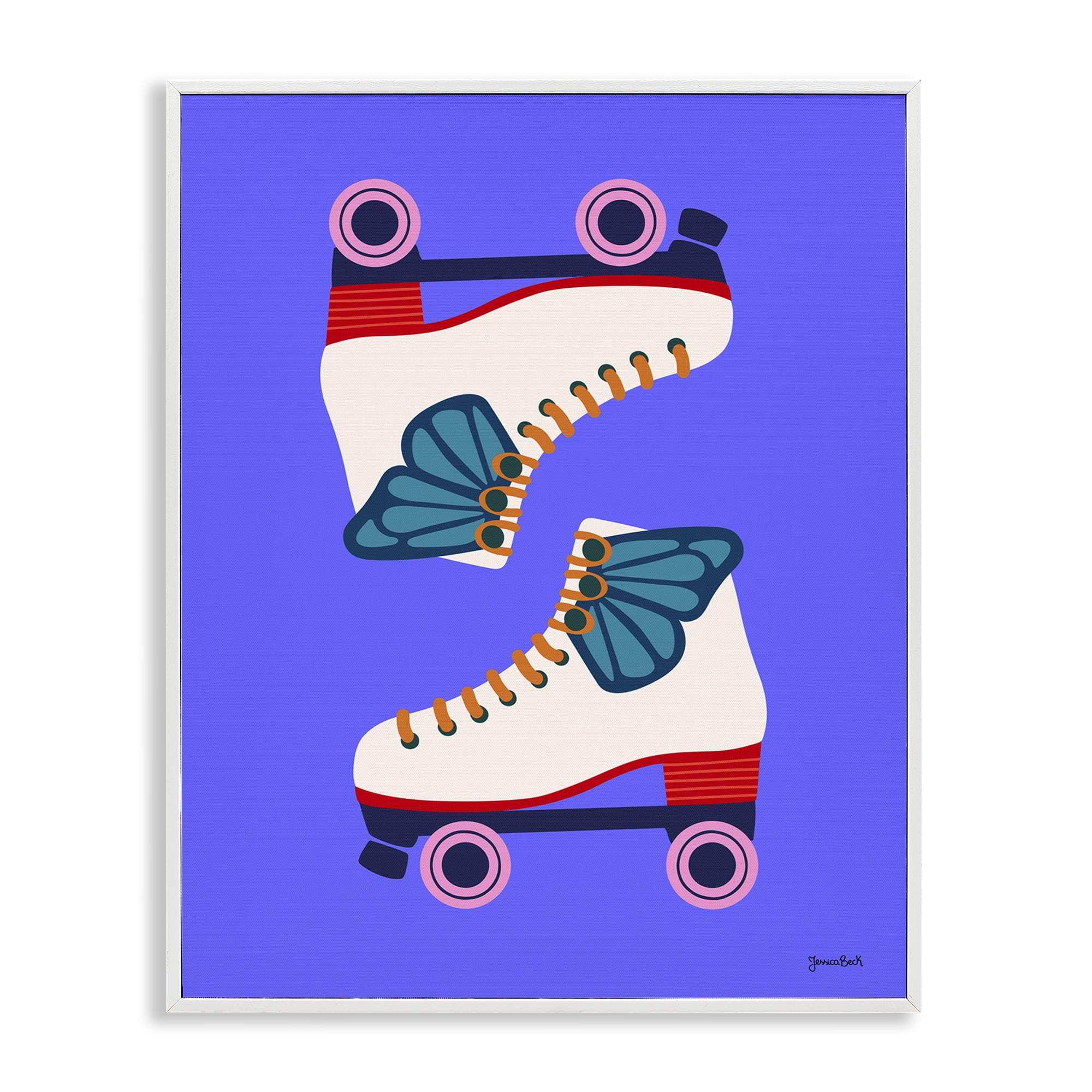 Stupell Industries Bold Roller Skates Entertainment Painting White Framed Art Print Wall Art, 24 x 30