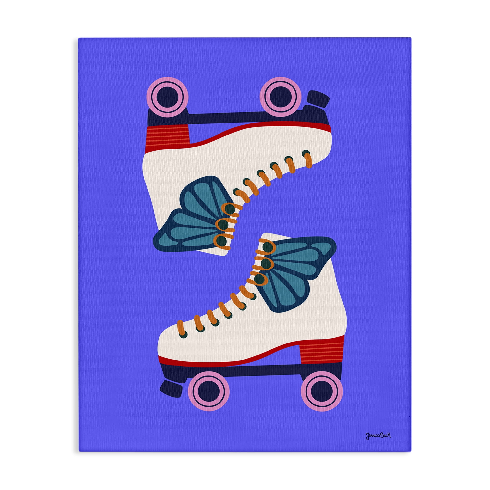Stupell Industries Bold Roller Skates Entertainment Painting Wrapped Canvas Art Print Wall Art, 16 x 20