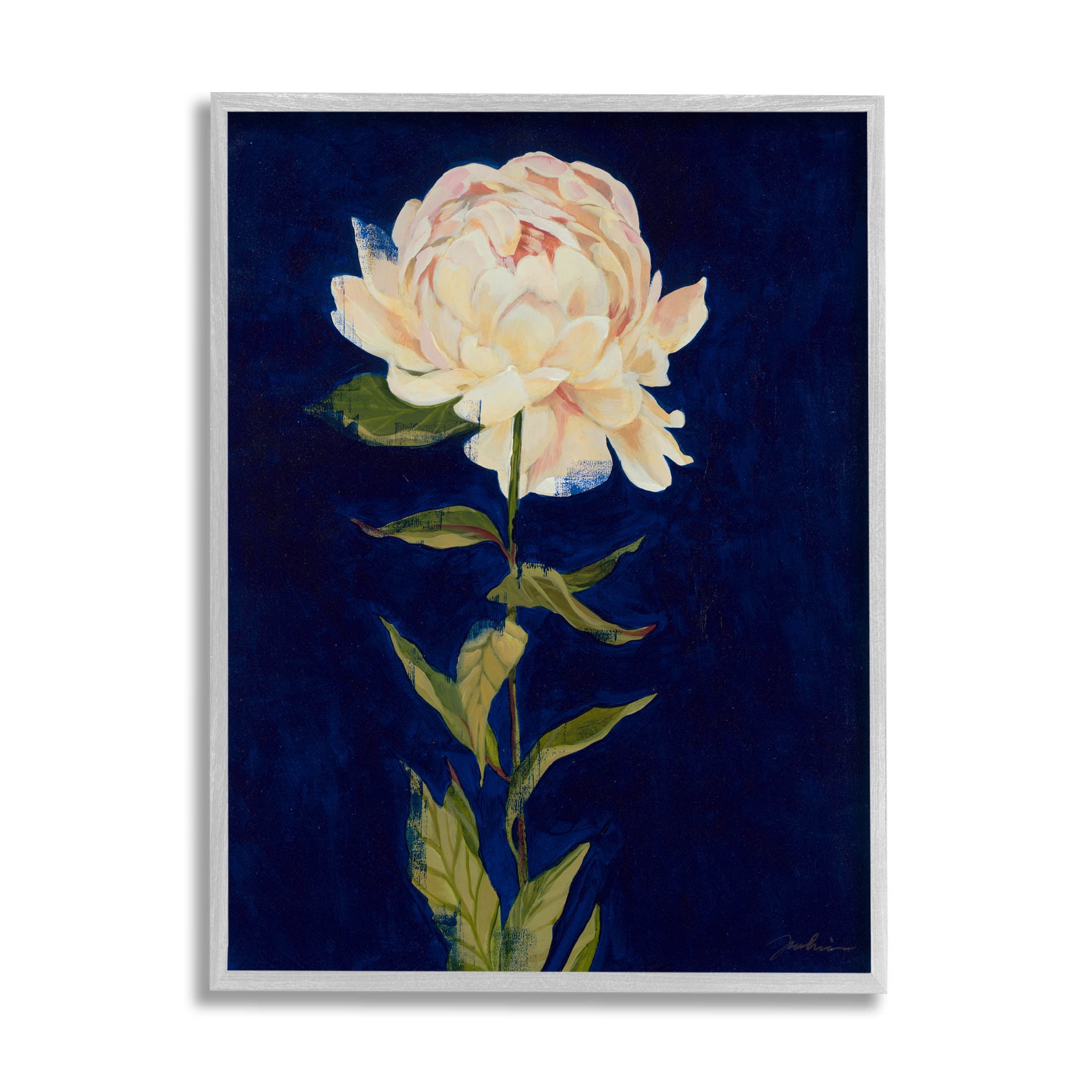 Stupell Industries Bold Rose Bloom Painting Painting Gray Framed Art Print Wall Art, Design by Liz Jardine