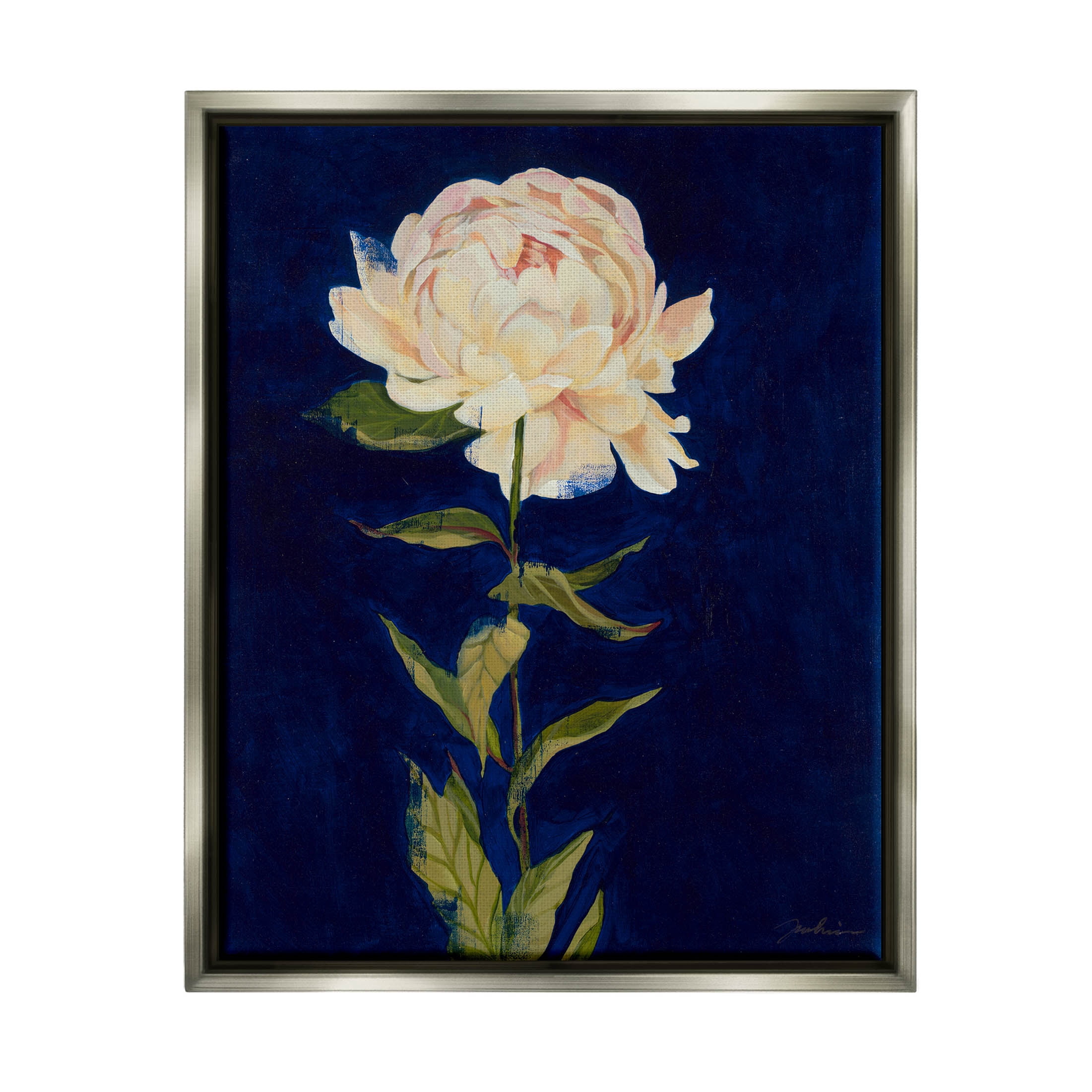 Stupell Industries Bold Rose Bloom Painting Painting Luster Gray Floating Framed Canvas Print Wall Art, Design by Liz Jardine