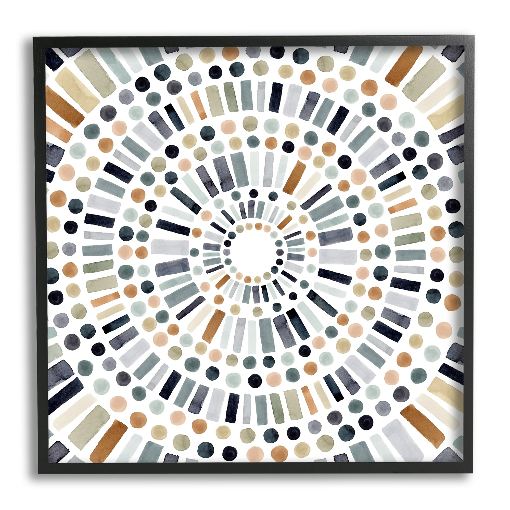 Stupell Industries Bold Rustic Abstract Mosaic Circle Pattern Illustration Paintings Black Framed Art Print Wall Art, 12x12, by Victoria Barnes