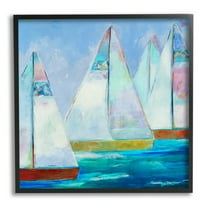 Stupell Industries Bold Sailing Boats Drifting Ocean Water Waves Painting Black Framed Art Print Wall Art, Design by Jill Martin