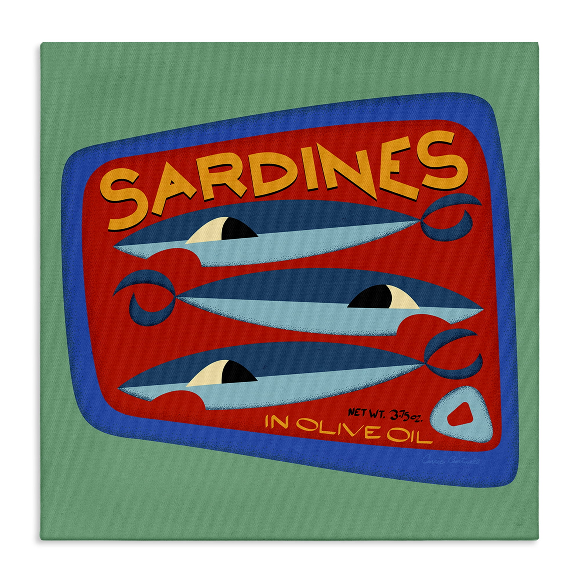 Stupell Industries Bold Sardines Can Food & Beverage Painting Wrapped Canvas Art Print Wall Art, 30 x 30