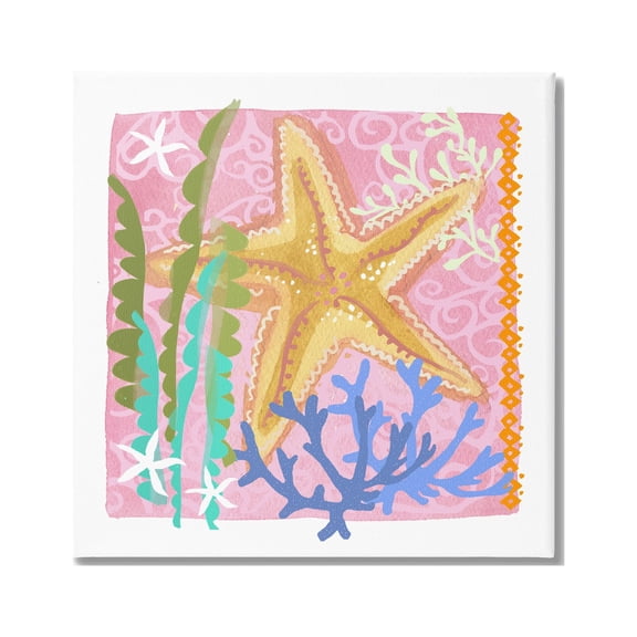 Stupell Industries Bold Sea Life Starfish Botanical Pattern Design Graphic Art Gallery Wrapped Canvas Print Wall Art, Design by unknown
