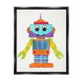 thumbnail image 1 of Stupell Industries Bold Smiling Robot Vivid Playful Kids Illustration Painting Jet Black Floating Framed Canvas Print Wall Art, Design by Elvira Errico, 1 of 5