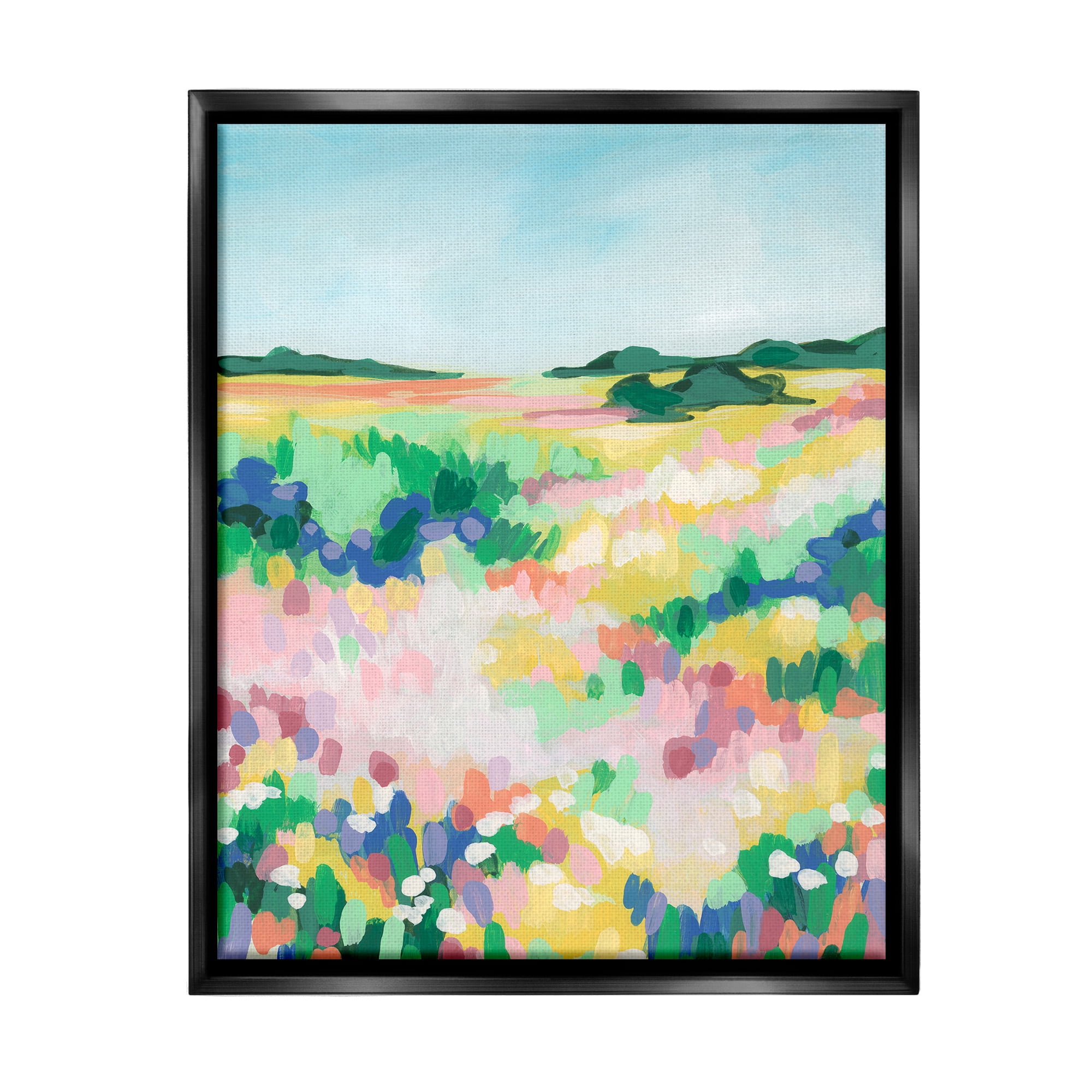 Stupell Industries Bold Speckled Landscape Landscape Painting Black Floater Framed Canvas Art Print Wall Art, 17 x 21
